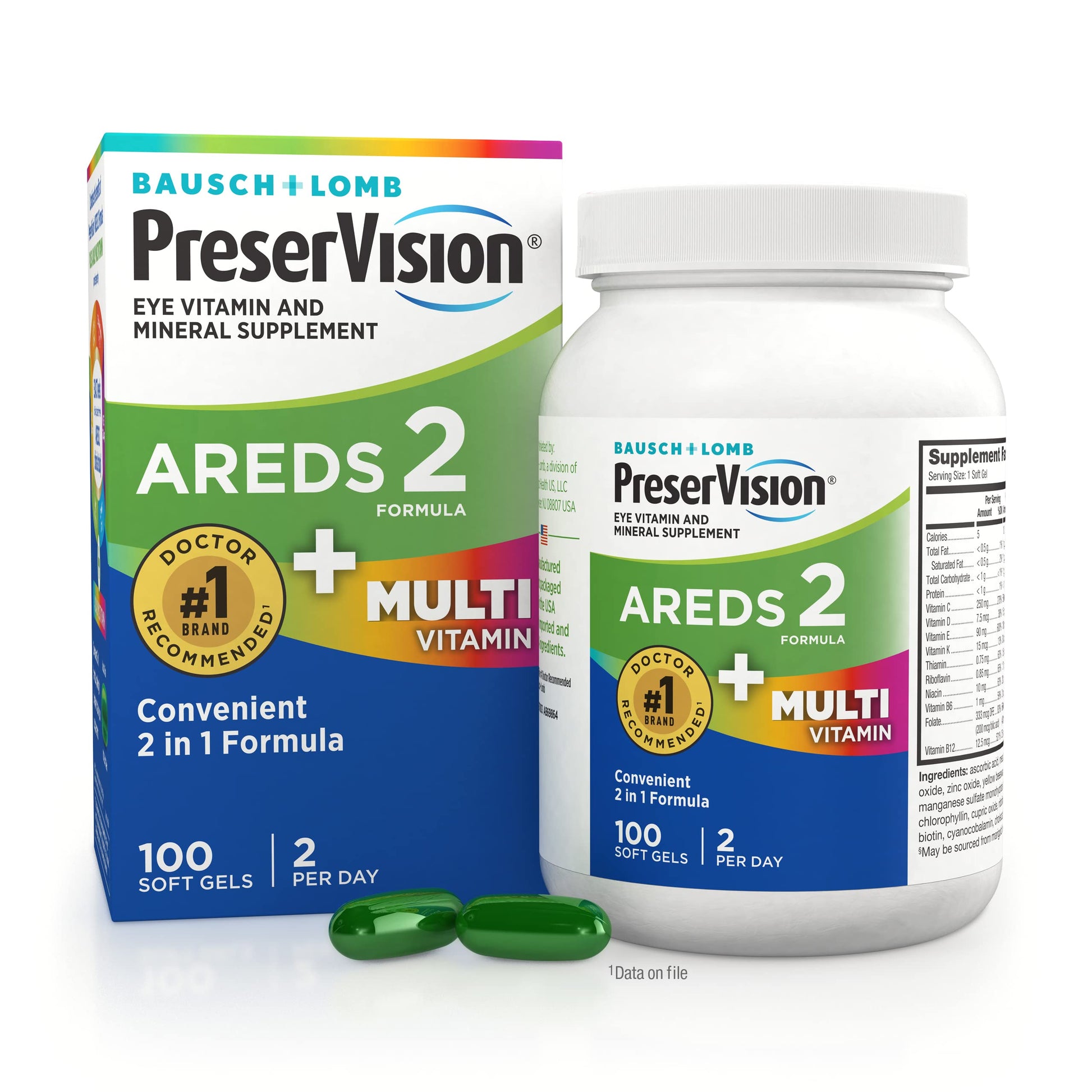 PreserVision AREDS 2 + Multivitamin, #1 Eye Doctor Recommended Brand, 2-in-1 Eye Vitamin with Lutein, Zeaxanthin, Zinc, and Vitamin C, D & E, 100 Softgels PreserVision buy supplements canada