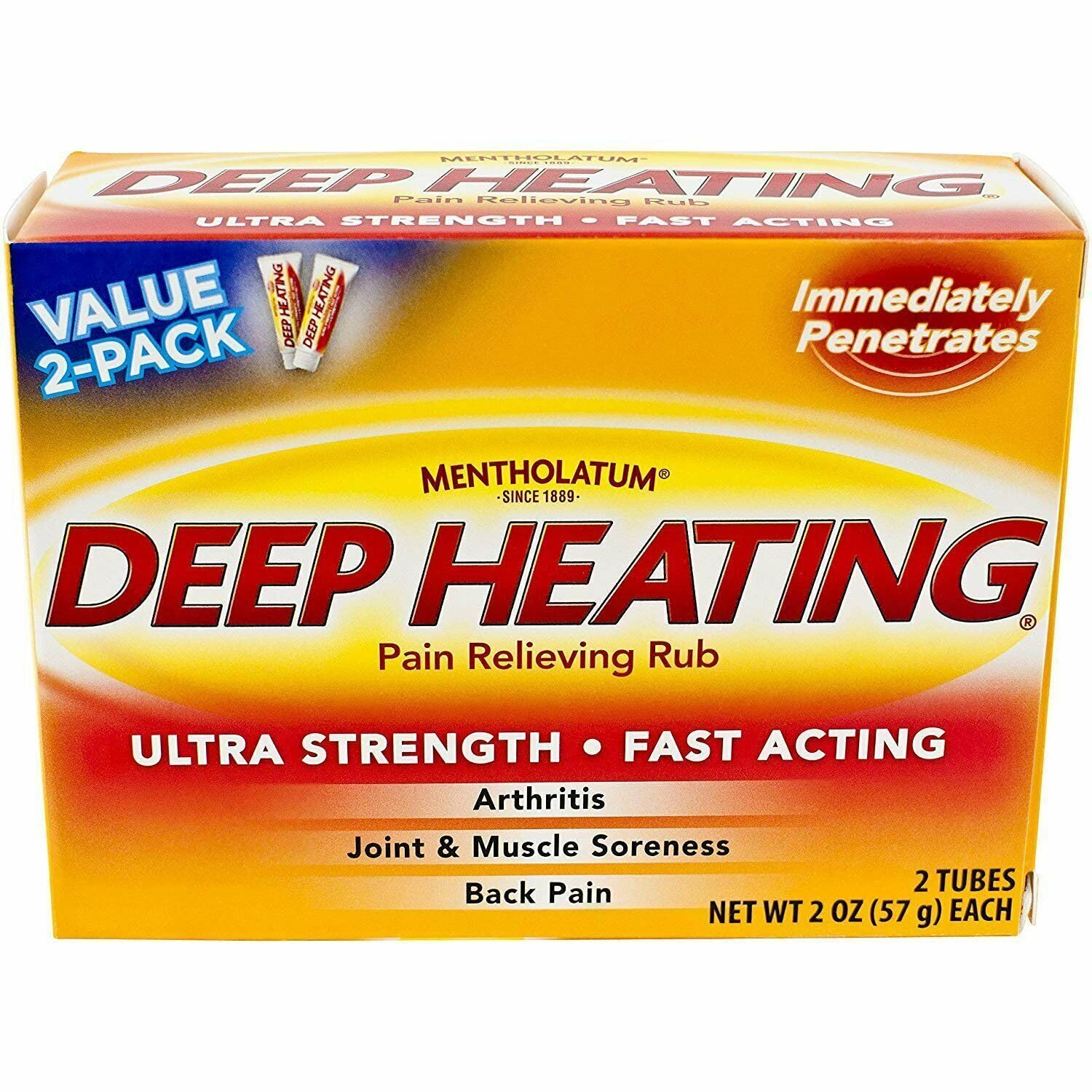 Mentholatum Deep Heating Pain Relieving Rub, Ultra Strength, 2 Tubes each, Pack of 5 Mentholatum buy supplements canada