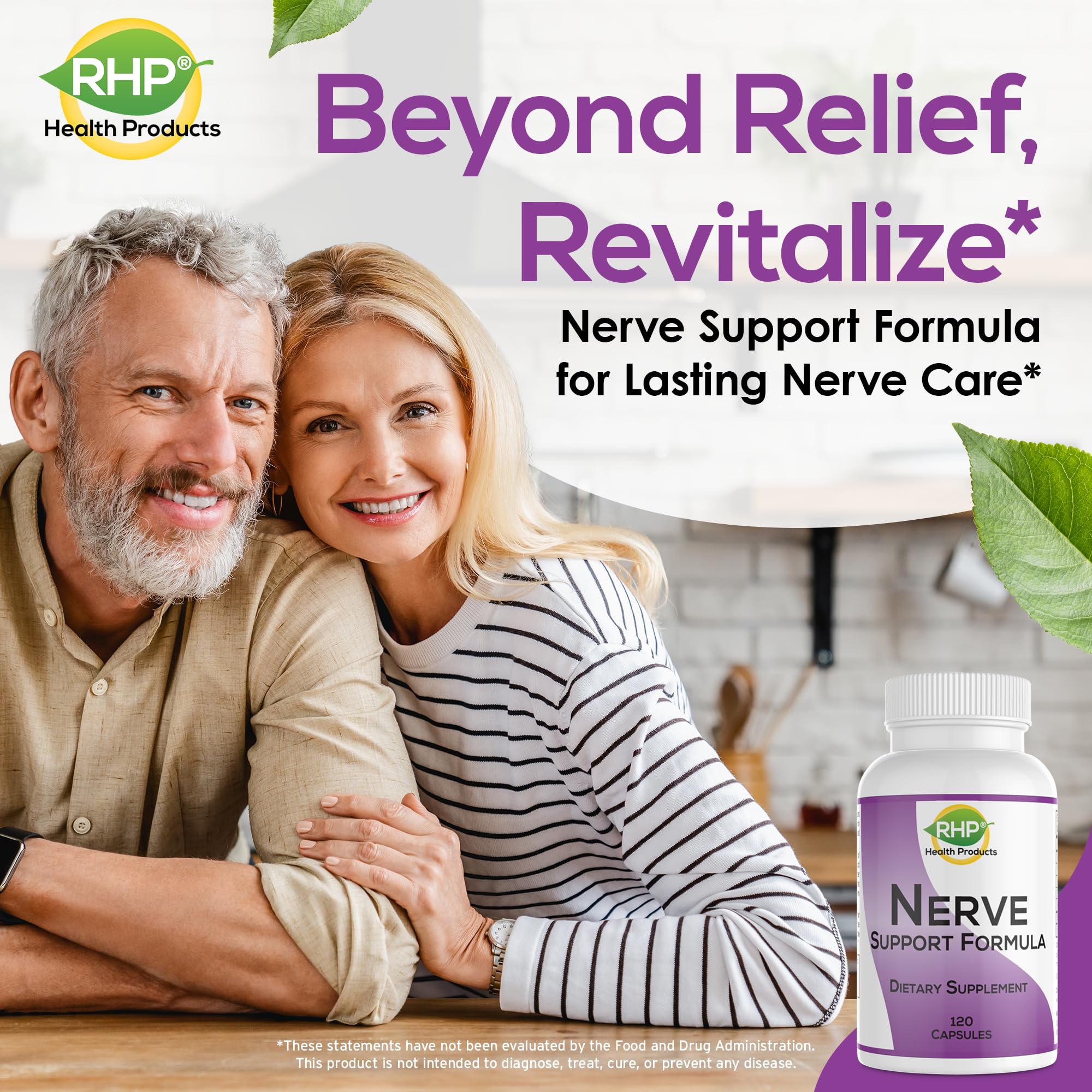 RHP Nerve Support Formula. Nutritional Support of Neuropathy, Nerve Relief from Aches, Nerve Pain & Discomfort. B-Complex with Benfotiamine and Methyl B12. 120 Capsules RHP buy supplements canada