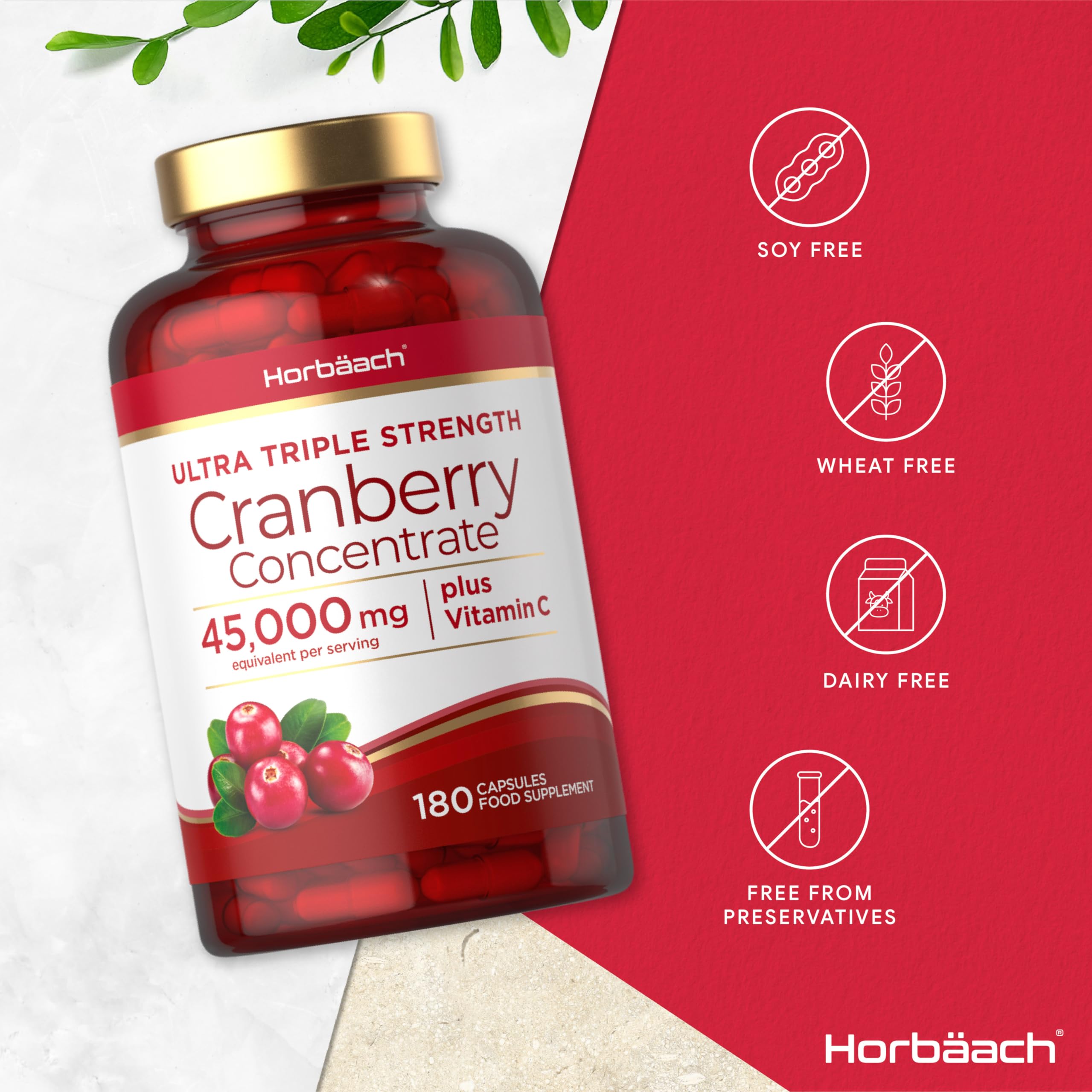 Cranberry Capsules 45,000 mg | High Strength Cranberry Extract with Vitamin C Horbäach buy supplements canada