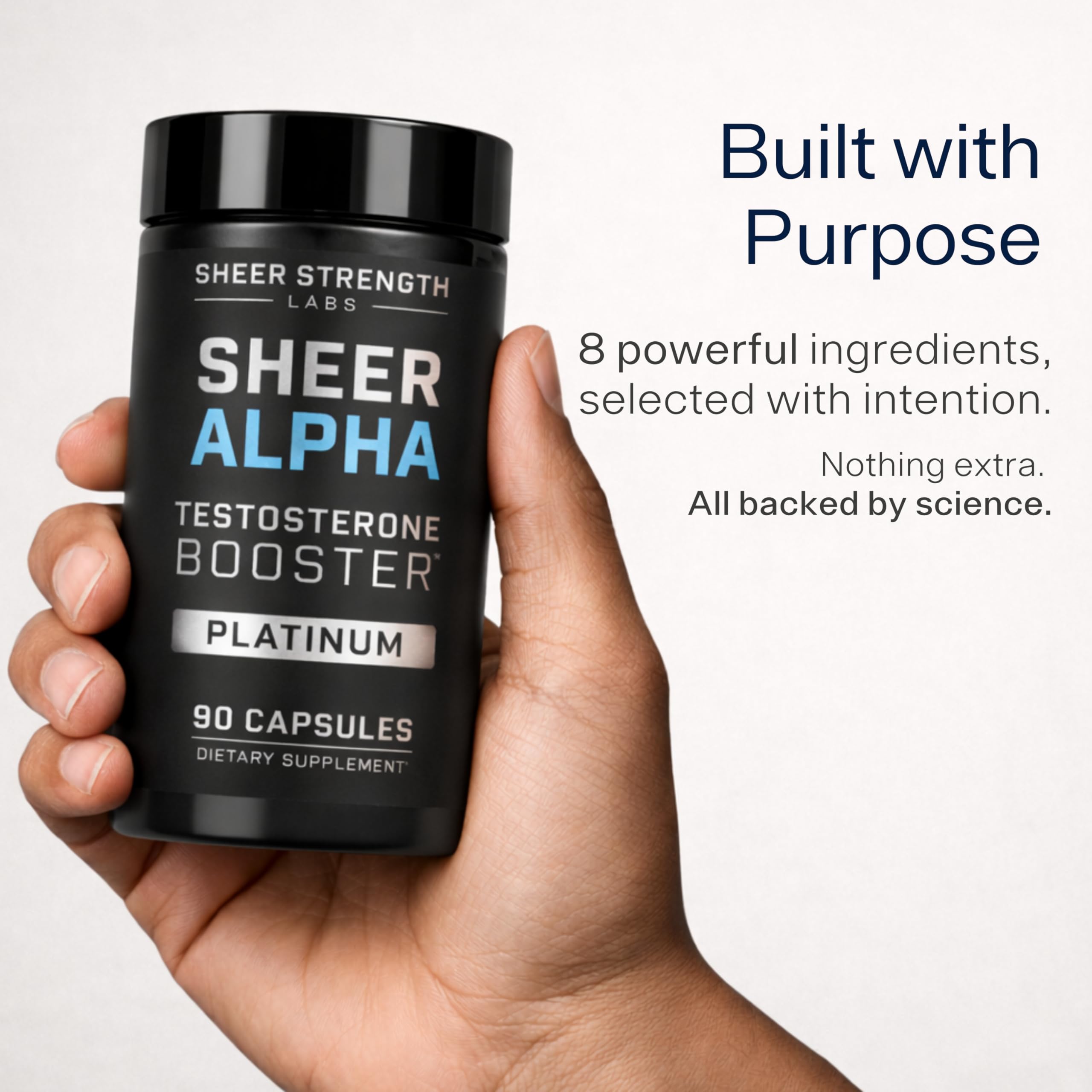 Testosterone Booster for Men - Sheer Alpha T-Booster - Clinically Backed Dose, Strongest Formula - Made in USA - Premium Blend of Fadogia Agrestis Tongkat Ali and Shilajit. 30 Servings Sheer Strength Labs buy supplements canada