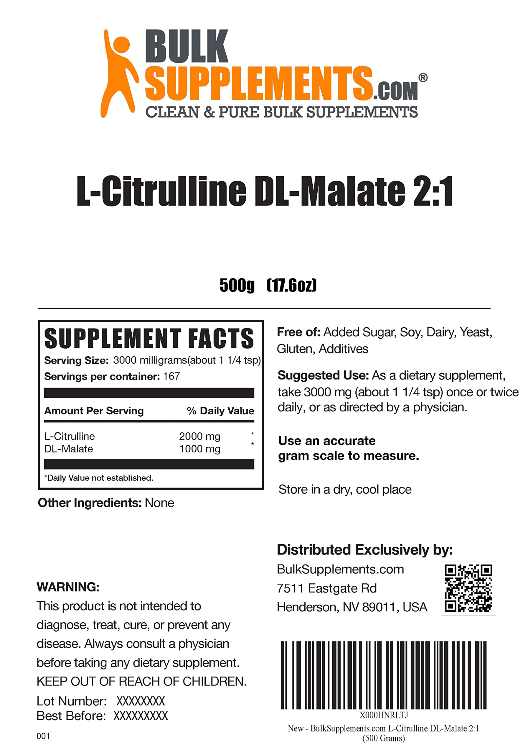 BULKSUPPLEMENTS.COM Beta Alanine Powder (500g), with L-Citrulline Malate 2:1 Powder BULKSUPPLEMENTS.COM buy supplements canada