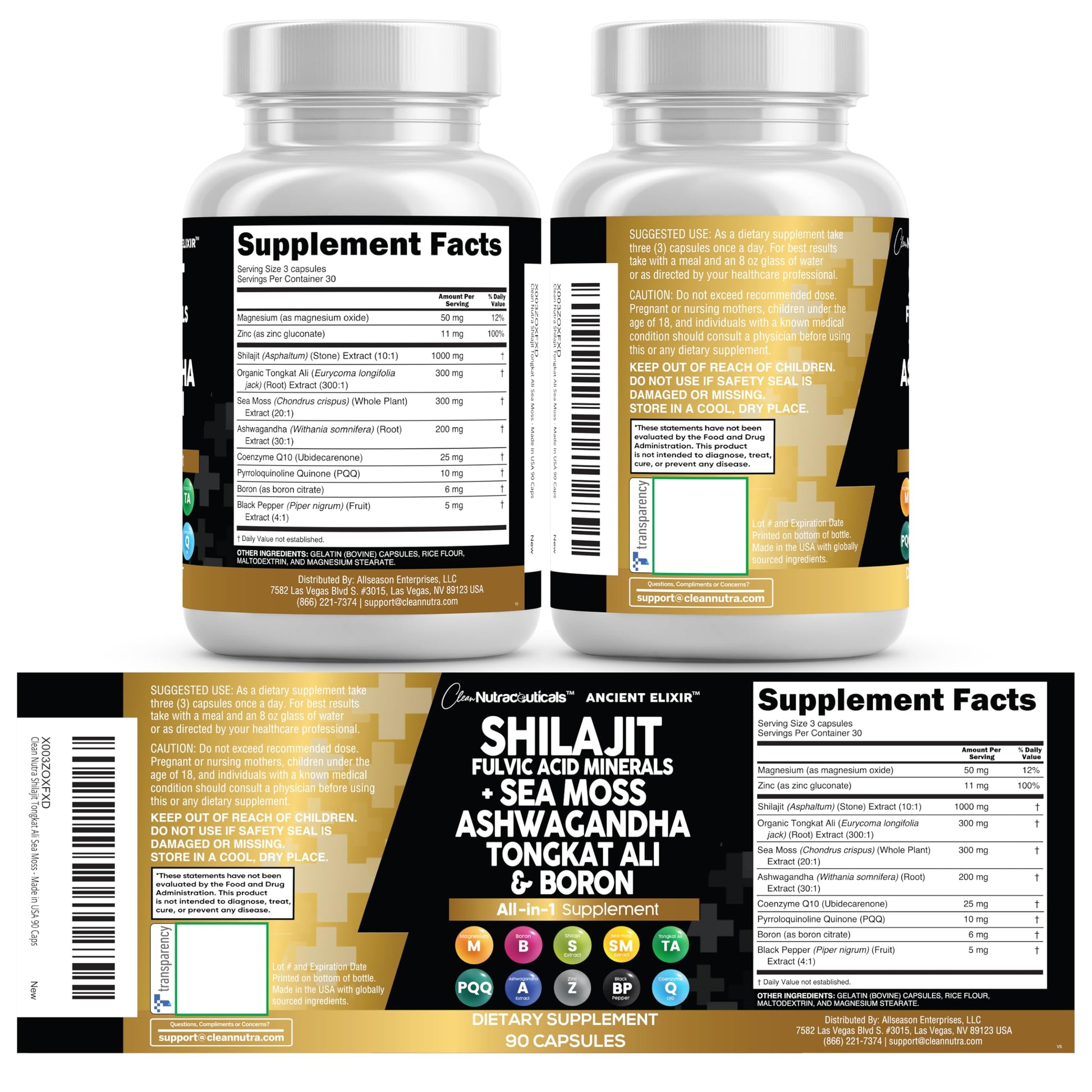 Clean Nutraceuticals Shilajit Supplement for Men with Sea Moss, Tongkat Ali, Ashwagandha, Boron, Zinc, CoQ10, PQQ - Fulvic Acid Capsules - Energy Support - 90 Count - Resin, Gummy & Powder Alternative Clean Nutraceuticals buy supplements canada
