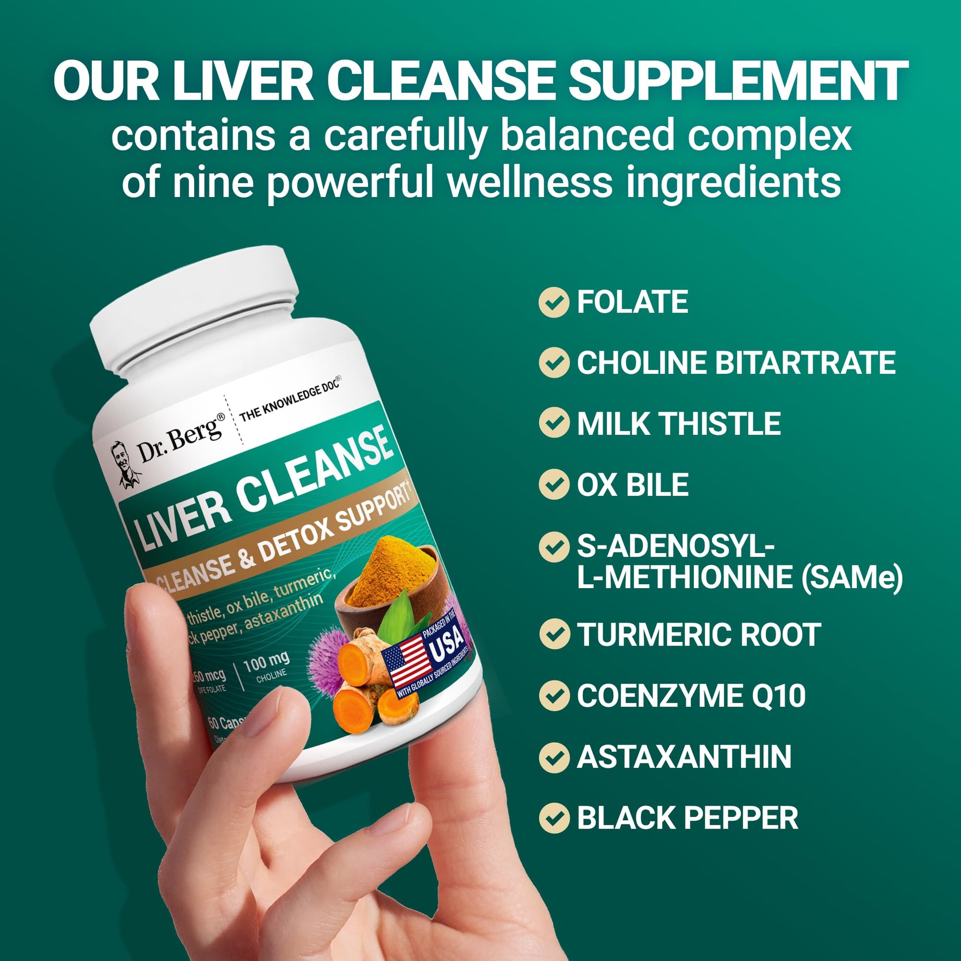Dr. Berg Liver Cleanse Detox Capsules w/Unique Blend of Milk Thistle, Ox Bile & Folate - Liver Supplement Includes Turmeric, Black Pepper & Choline - 60 Capsules Dr. Berg Nutritionals buy supplements canada