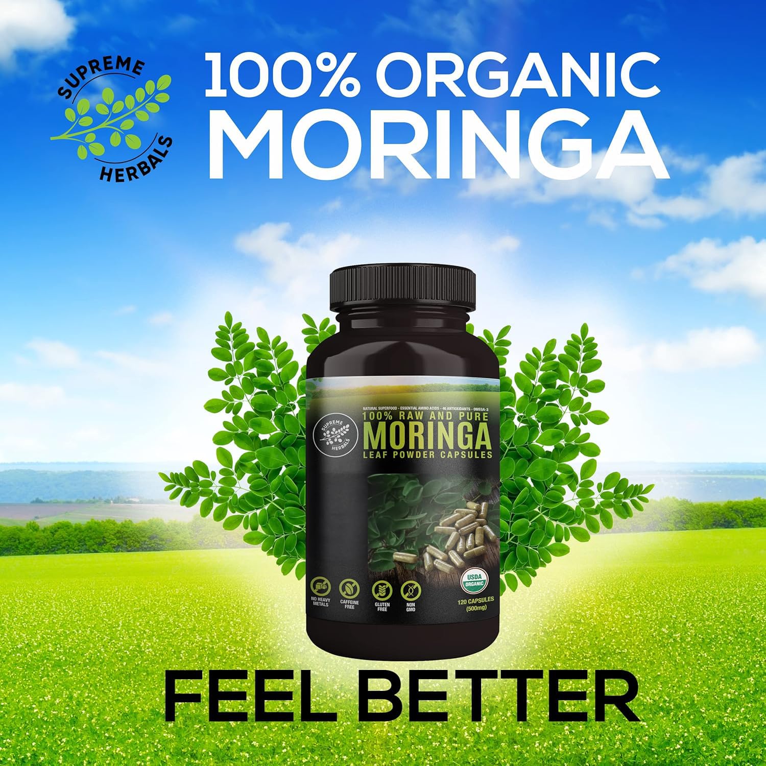 SUPREME HERBALS, 100% Raw and Pure Moringa Leaf Powder Capsules. Organic Certified Moringa Leaf. Natural Superfood with Essential Amino Acids SUPREME HERBALS buy supplements canada