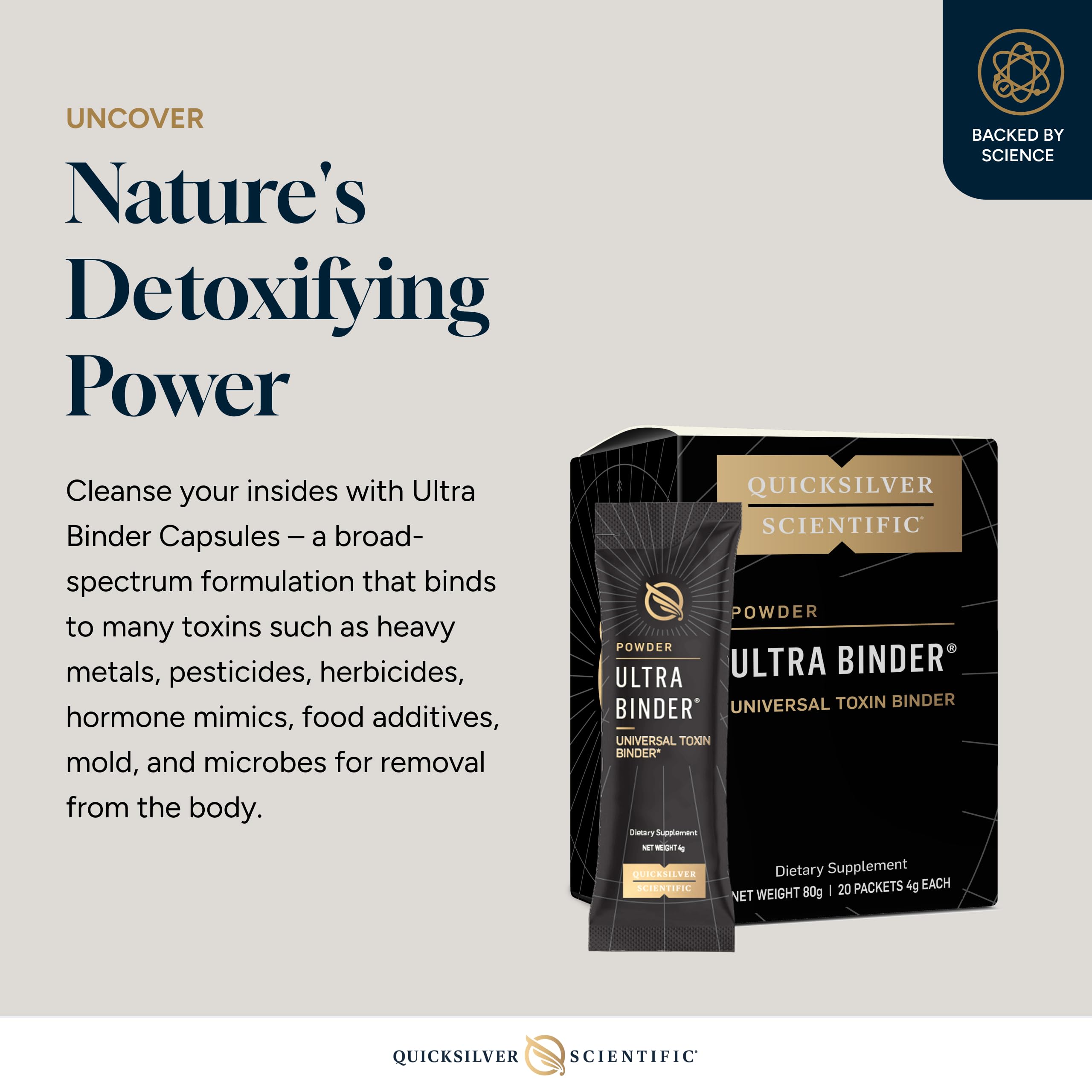 Quicksilver Scientific Ultra Binder Stick Packets - Multi Binder with Bentonite Clay Powder, Zeolite Detox & Charcoal - Supplement for Gut Support & The Body's Toxin Removal Process (20 Sticks) Quicksilver Scientific buy supplements canada