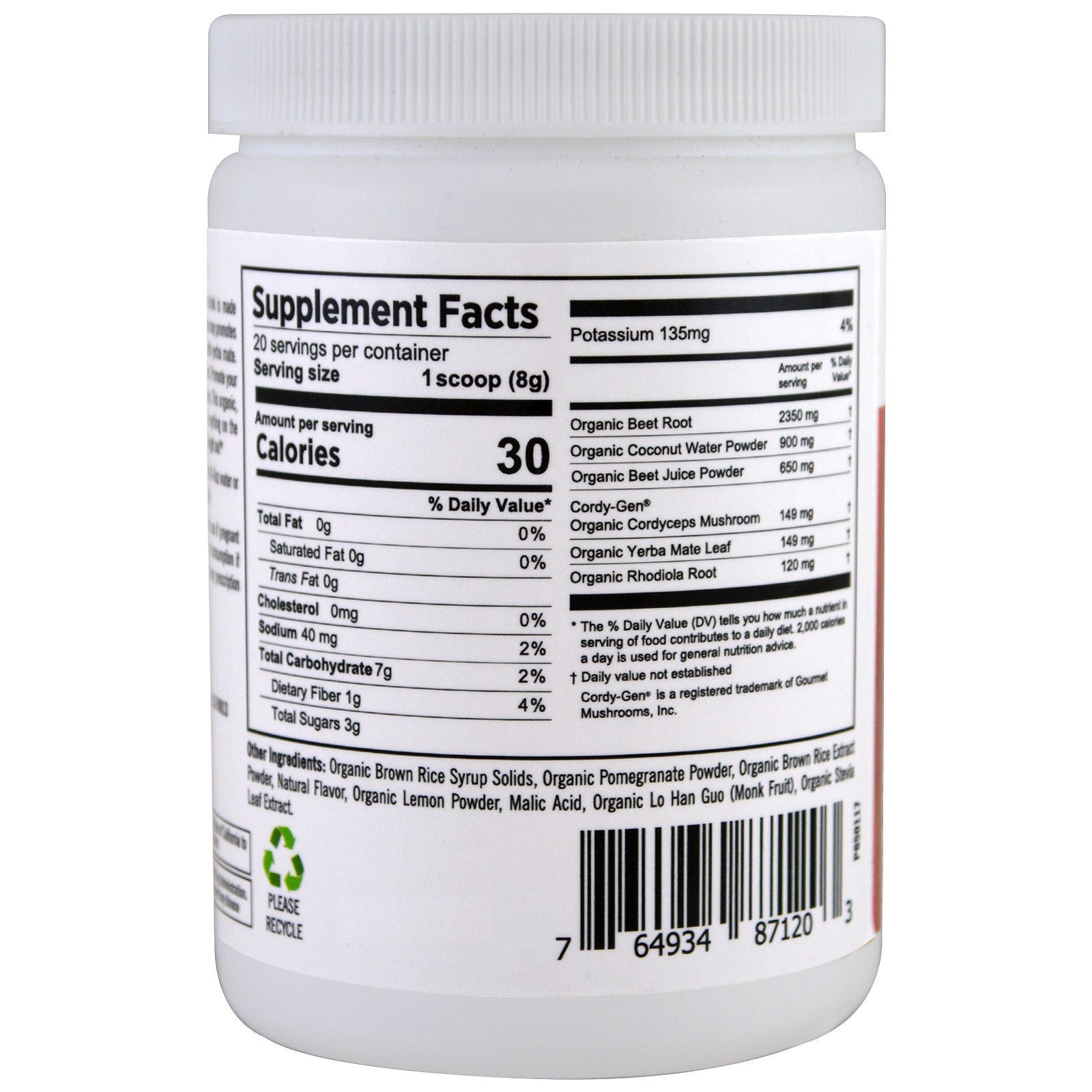 Pure Planet Organic Power Beets Preworkout Berry Burst 160 g PURE PLANET buy supplements canada