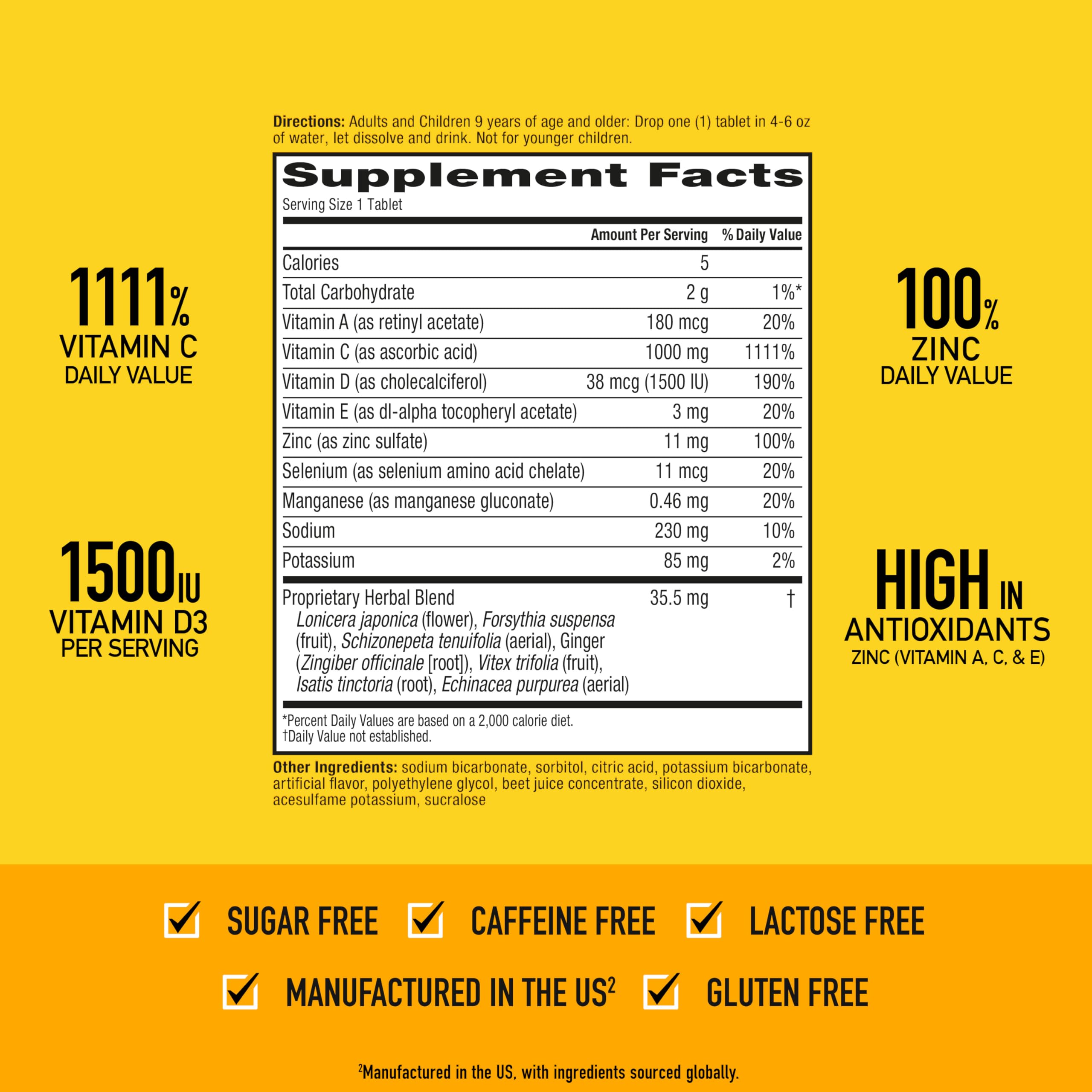 Vitamin C 1000mg (per serving) - Airborne Very Berry Effervescent Tablets (36 count in a box), Gluten-Free Immune Support Supplement, With Vitamins A C E, ZINC, Selenium, Echinacea & Ginger Airborne buy supplements canada