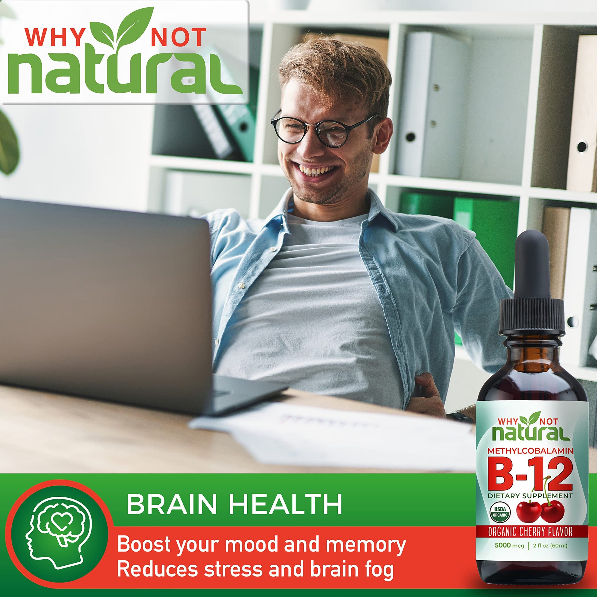 Why Not Natural Organic Vitamin B12 Liquid - Sublingual Extra Strength 60 x 5000 mcg Why Not Natural buy supplements canada
