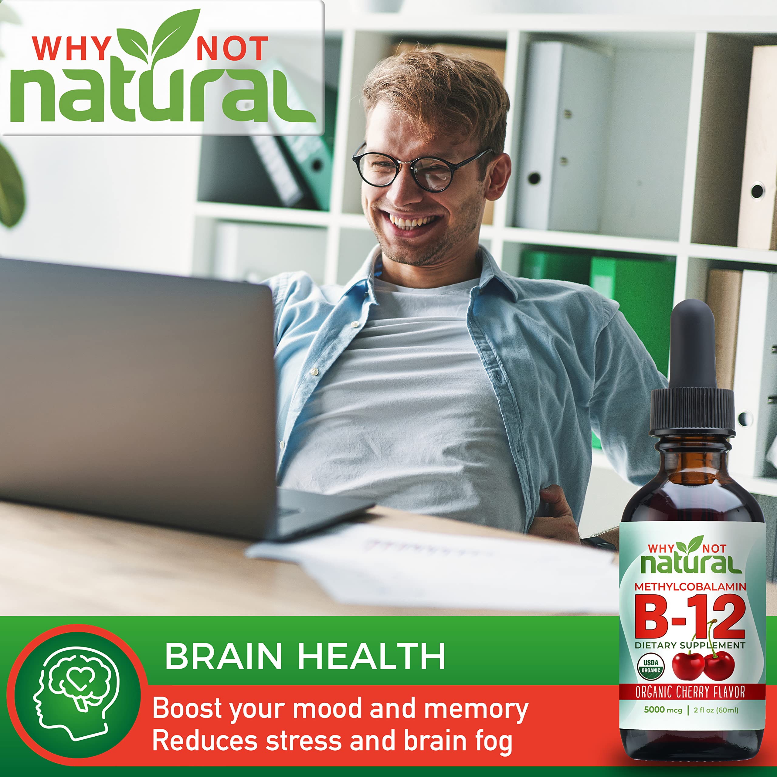 Why Not Natural Organic Vitamin B12 Liquid - Sublingual Extra Strength 60 x 5000 mcg Why Not Natural buy supplements canada