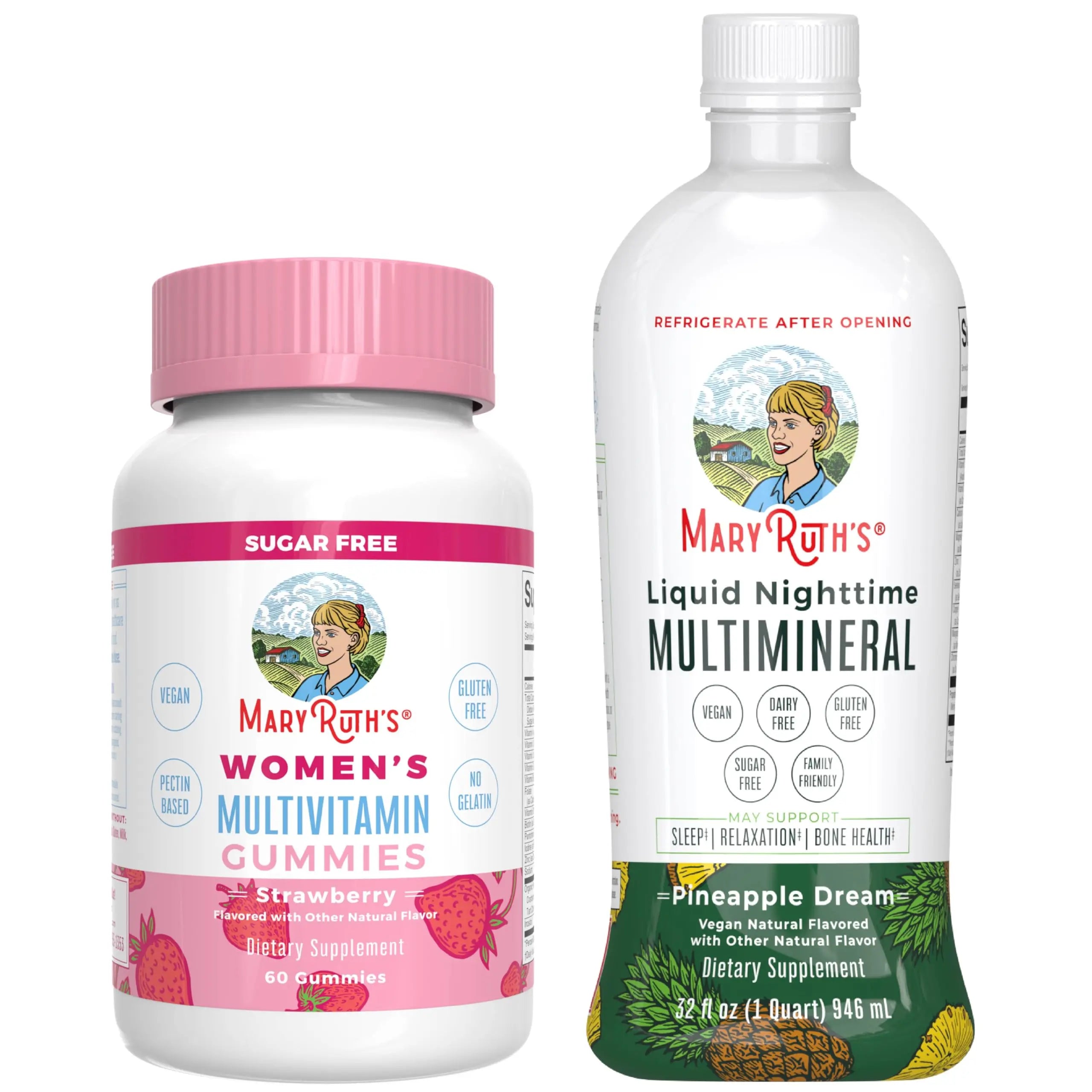 MaryRuth's Multivitamin Gummies for Women (Strawberry) & Liquid Nighttime Multimineral (Pineapple) | Clean Label Project Verified MARYRUTH'S buy supplements canada