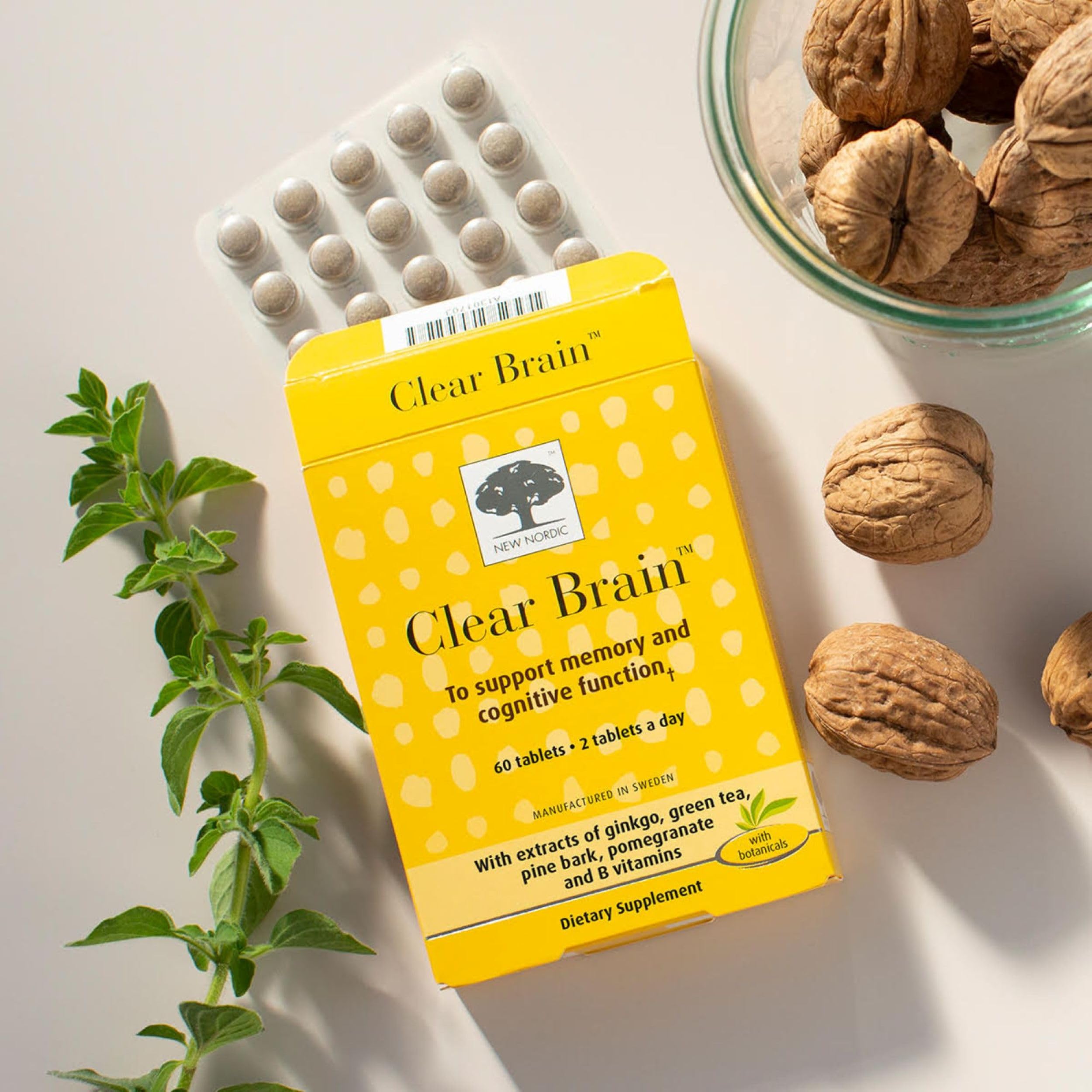 New Nordic Clear Brain Tablets, Supports Normal Cognitive Health and Memory, with Green Tea and Walnut, Swedish Made, 60 Count (Pack of 1) NEW NORDIC buy supplements canada