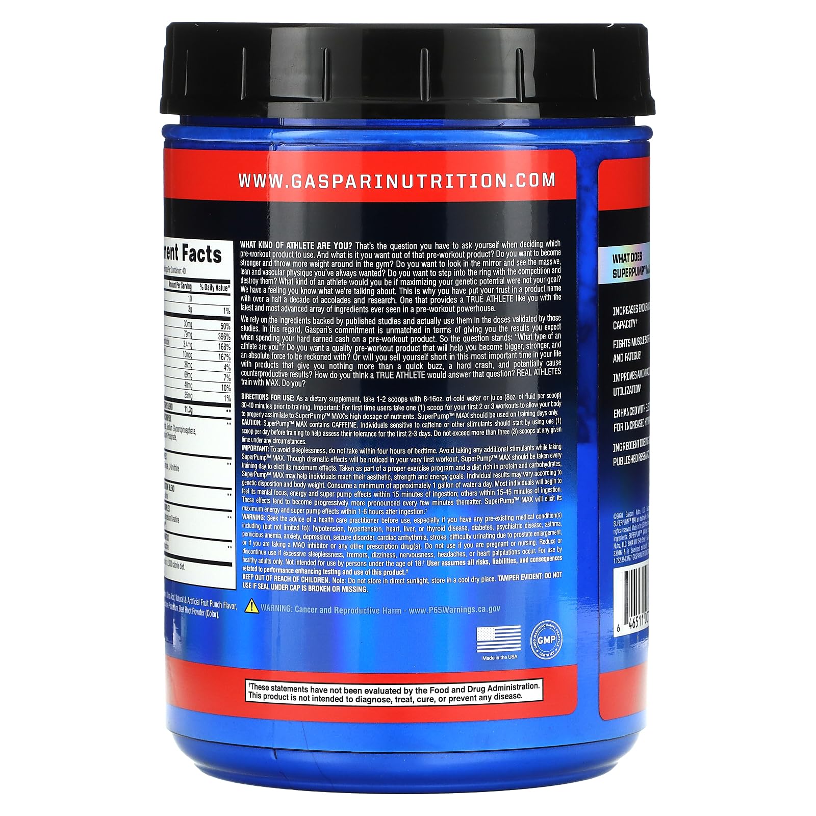 Gaspari Nutrition - SuperPump MAX - The Ultimate Pre Workout Powder, Sustained Energy Gaspari Nutrition buy supplements canada