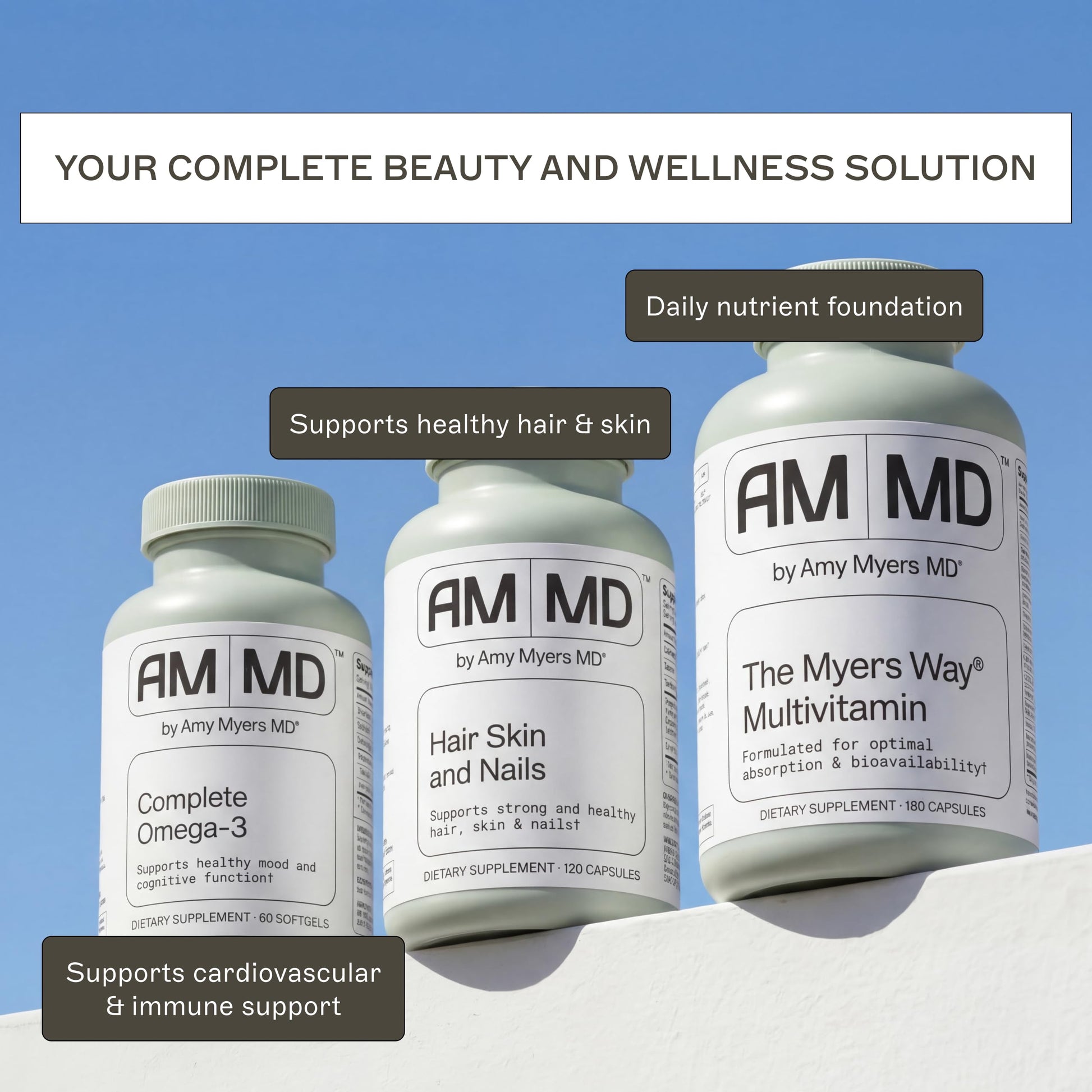 Amy Myers MD Hair Skin and Nails - Supports Strong Hair, Radiant Skin & Healthy Nails - L-Proline, Horsetail, Hyaluronic Acid - Gluten-Free - 120 Capsules (30 Servings) Amy Myers MD buy supplements canada