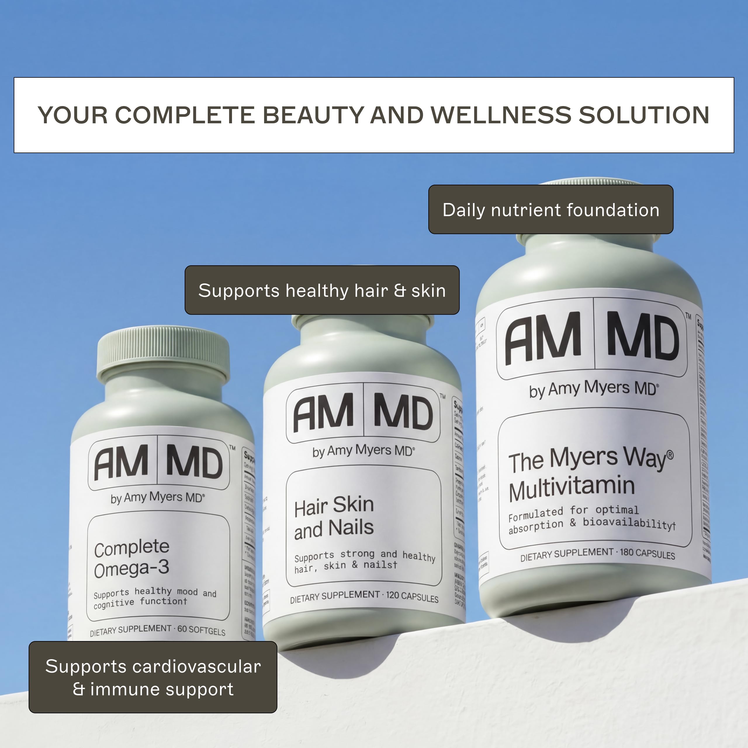 Amy Myers MD Hair Skin and Nails - Supports Strong Hair, Radiant Skin & Healthy Nails - L-Proline, Horsetail, Hyaluronic Acid - Gluten-Free - 120 Capsules (30 Servings) Amy Myers MD buy supplements canada