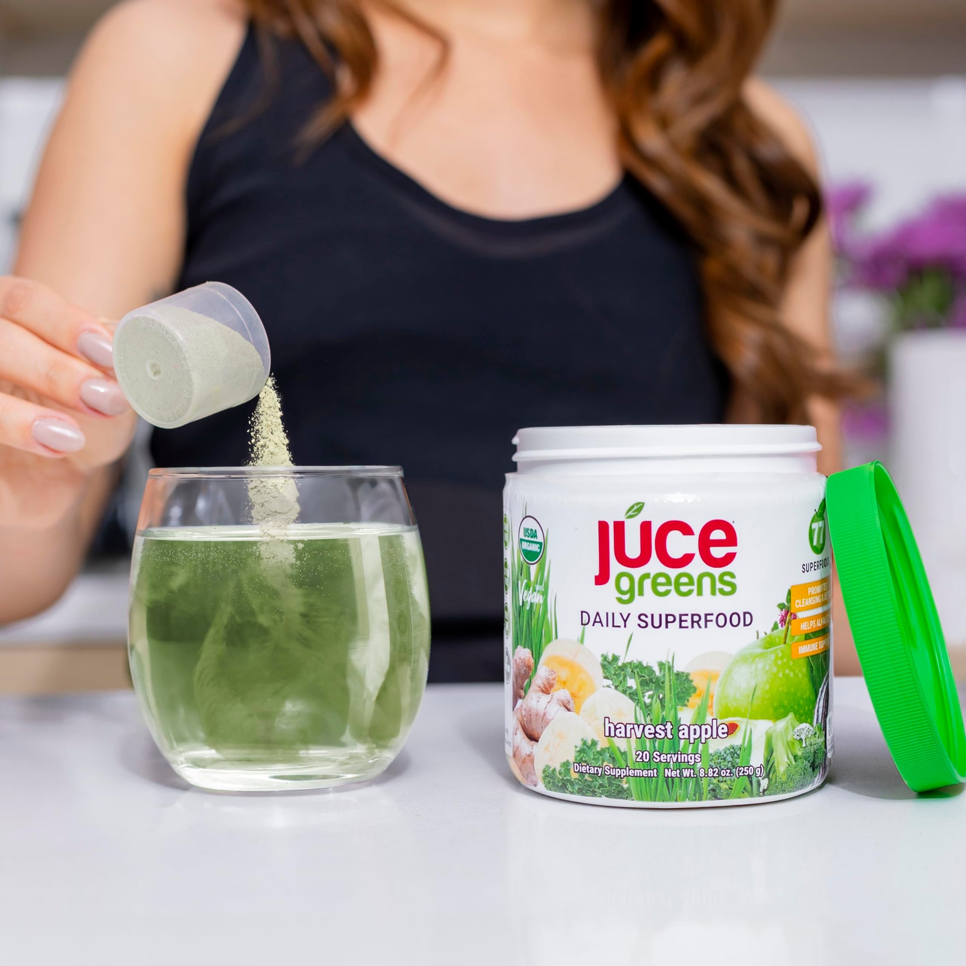Terra Kai Organics JUCE Green Superfood Powder, Organic Fruits and Veggies Supplement W/ 77 Superfoods Plus Prebiotic Probiotic Blend, Harvest Apple Flavor - 20 Servings (250 g) Terra Kai Organics buy supplements canada