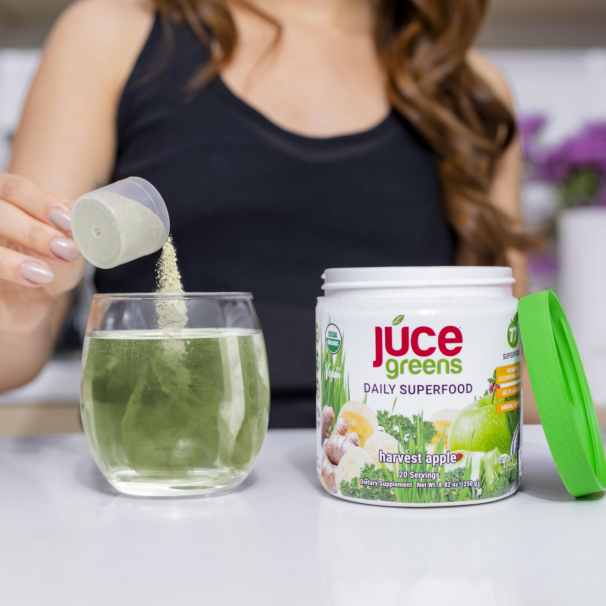 Terra Kai Organics JUCE Green Superfood Powder, Organic Fruits and Veggies Supplement W/ 77 Superfoods Plus Prebiotic Probiotic Blend, Harvest Apple Flavor - 20 Servings (250 g) Terra Kai Organics buy supplements canada