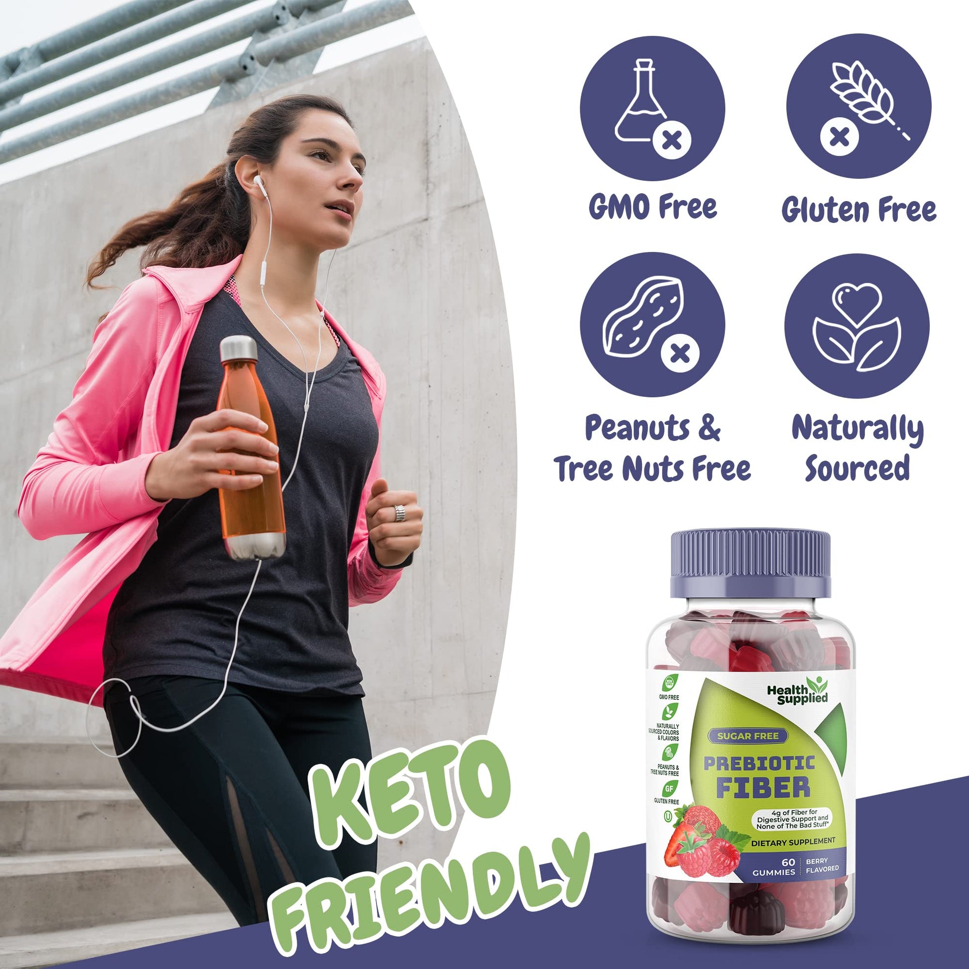 Fiber Prebiotic Gummies Sugar Free, Keto Friendly | Gut Cleansing, Digestive Health Regularity Health Supplied buy supplements canada