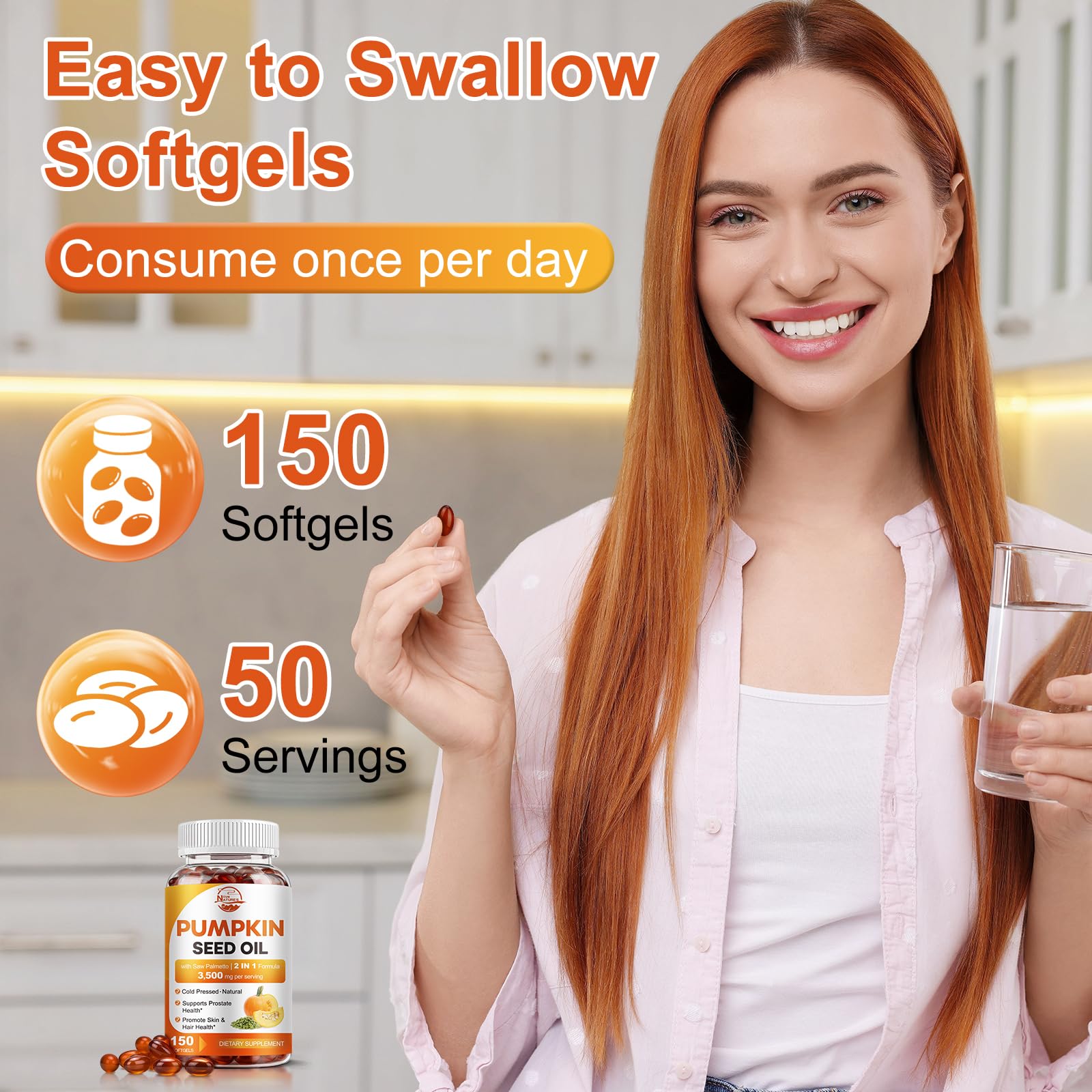 Pumpkin Seed Oil with Saw Palmetto, 3500mg Max Strength per Serving, 150 Softgels, Cold-Pressed with Essential Fatty Acids & Phytosterols, Supports Immune Nature's live buy supplements canada