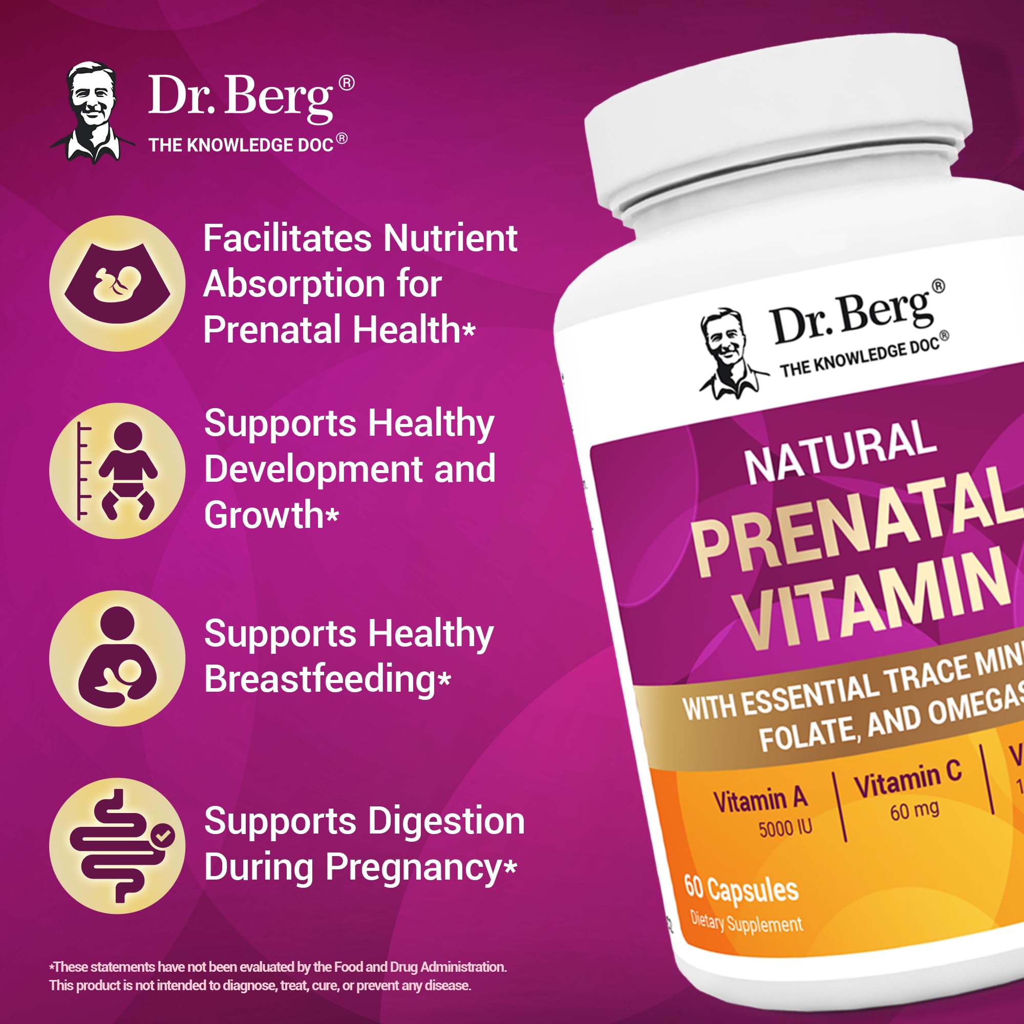 Dr. Berg Natural Prenatal Vitamins for Women (Pregnant & Nursing) - Prenatal Vitamins with Folate, Vitamins, Minerals, Omegas, &11 Powerful Superfoods - Womens Prenatal Multivitamin - 60 Capsules Dr. Berg Nutritionals buy supplements canada