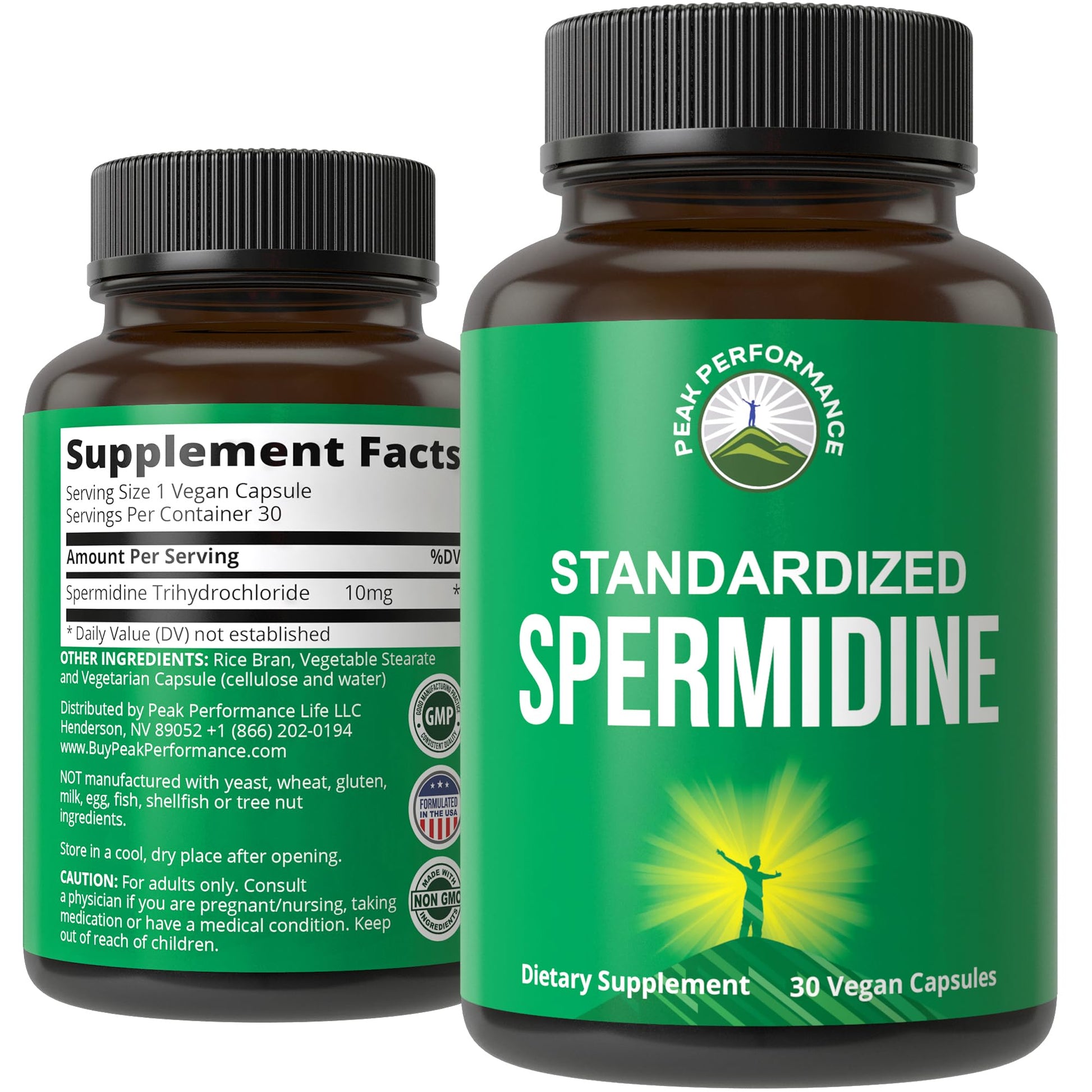 Spermidine Supplement Ultra High Strength Standardized to 99% Spermidine Trihydrochloride. More Potent Than Wheat Germ Extract. Vegan Capsules for Healthy Aging, Longevity. USA Tested Supplements Peak Performance buy supplements canada
