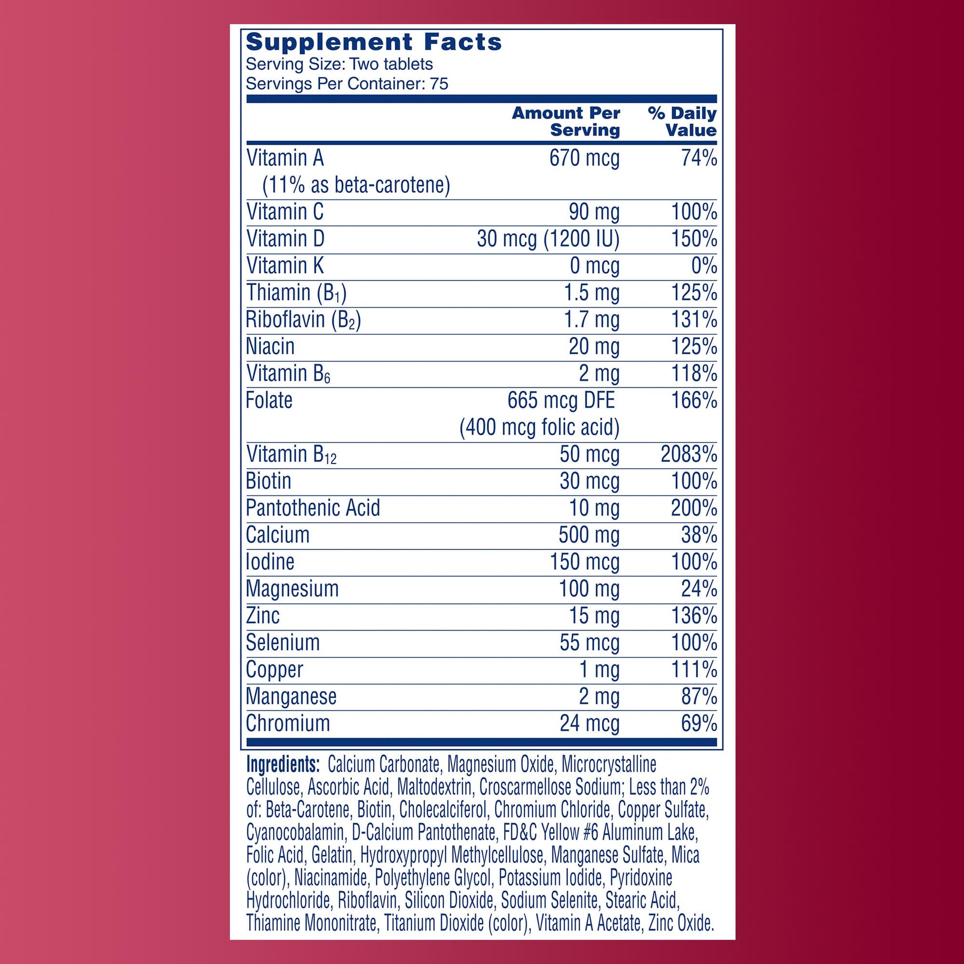 One A Day Proactive 65+, Mens & Womens Multivitamin, Supplement with Vitamin A, C, D, and Zinc to Support Bone Health & Cell Health, Calcium ONE A DAY buy supplements canada
