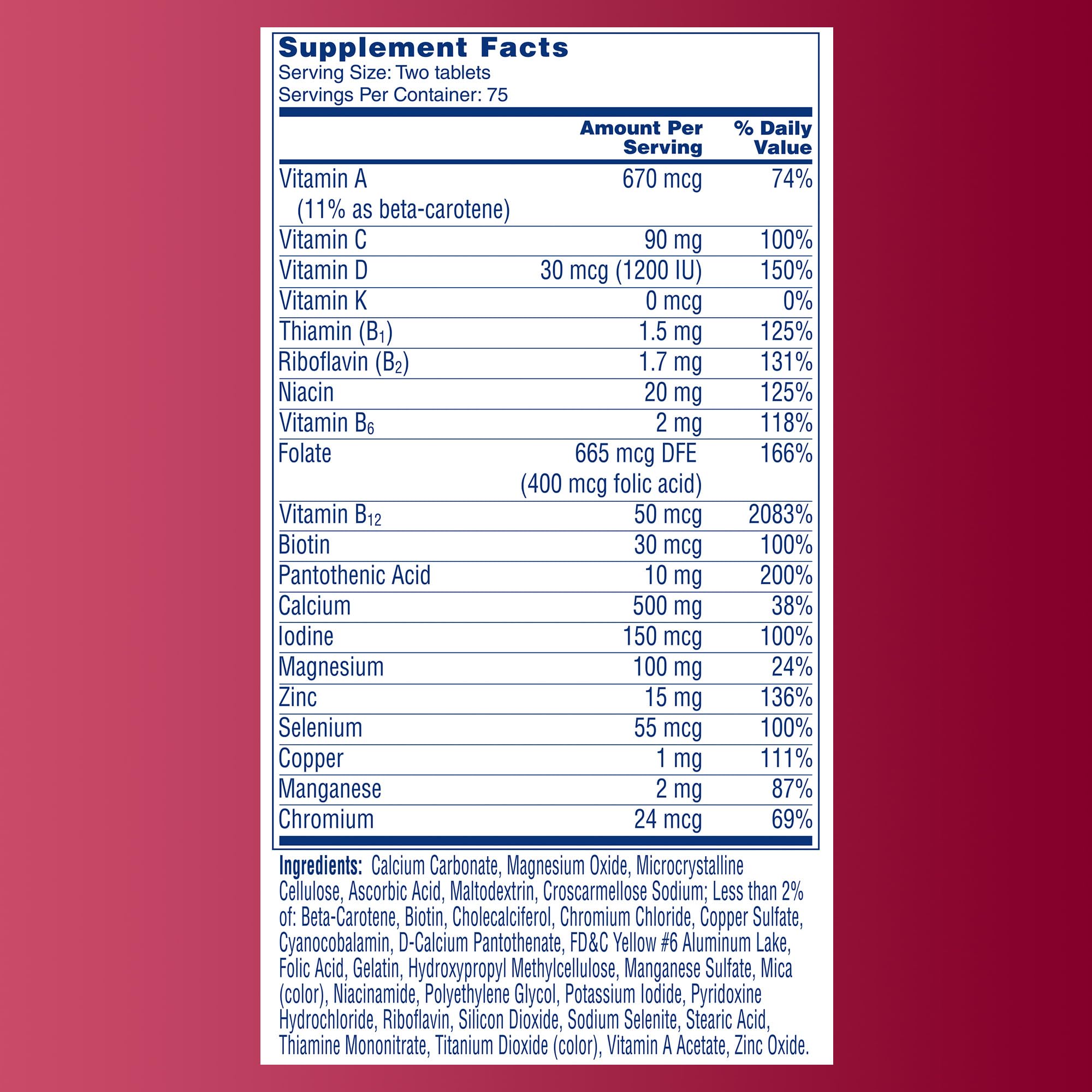 One A Day Proactive 65+, Mens & Womens Multivitamin, Supplement with Vitamin A, C, D, and Zinc to Support Bone Health & Cell Health, Calcium ONE A DAY buy supplements canada