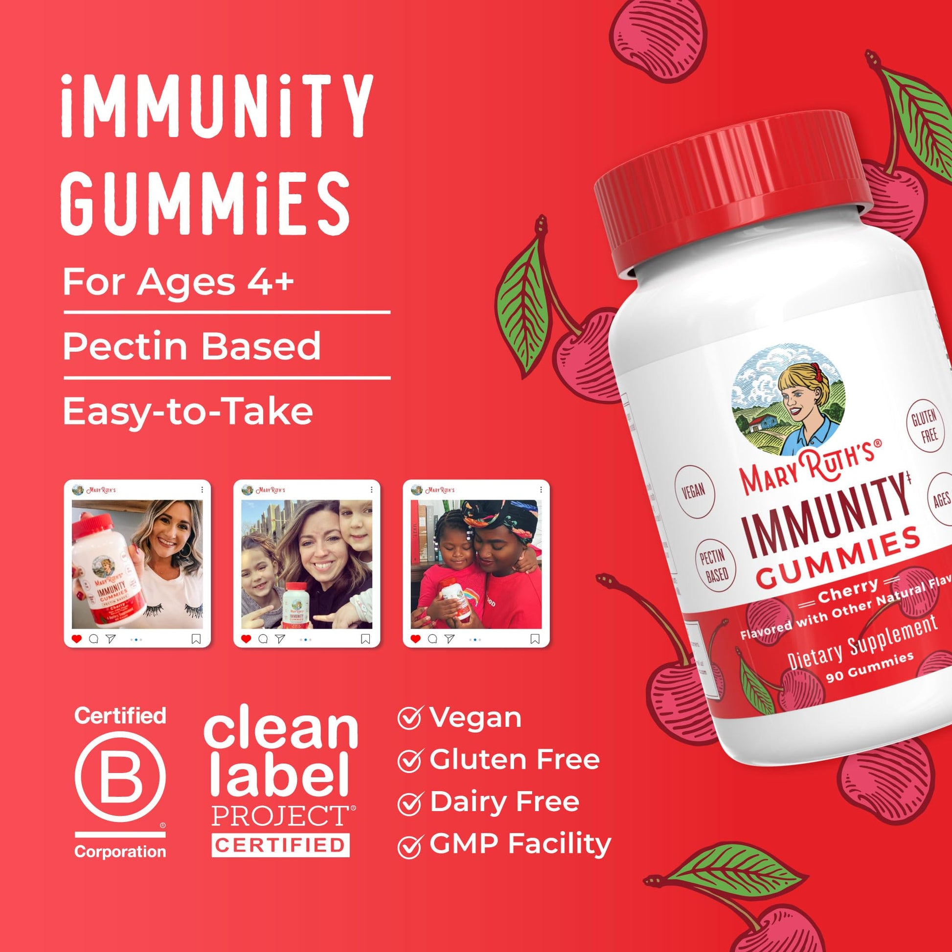Mary Ruth's 5-1 Immunity Gummies with Elderberry for Kids & Adults | Cherry | Pectin Based | Vegan | 90 Count MARYRUTH'S buy supplements canada
