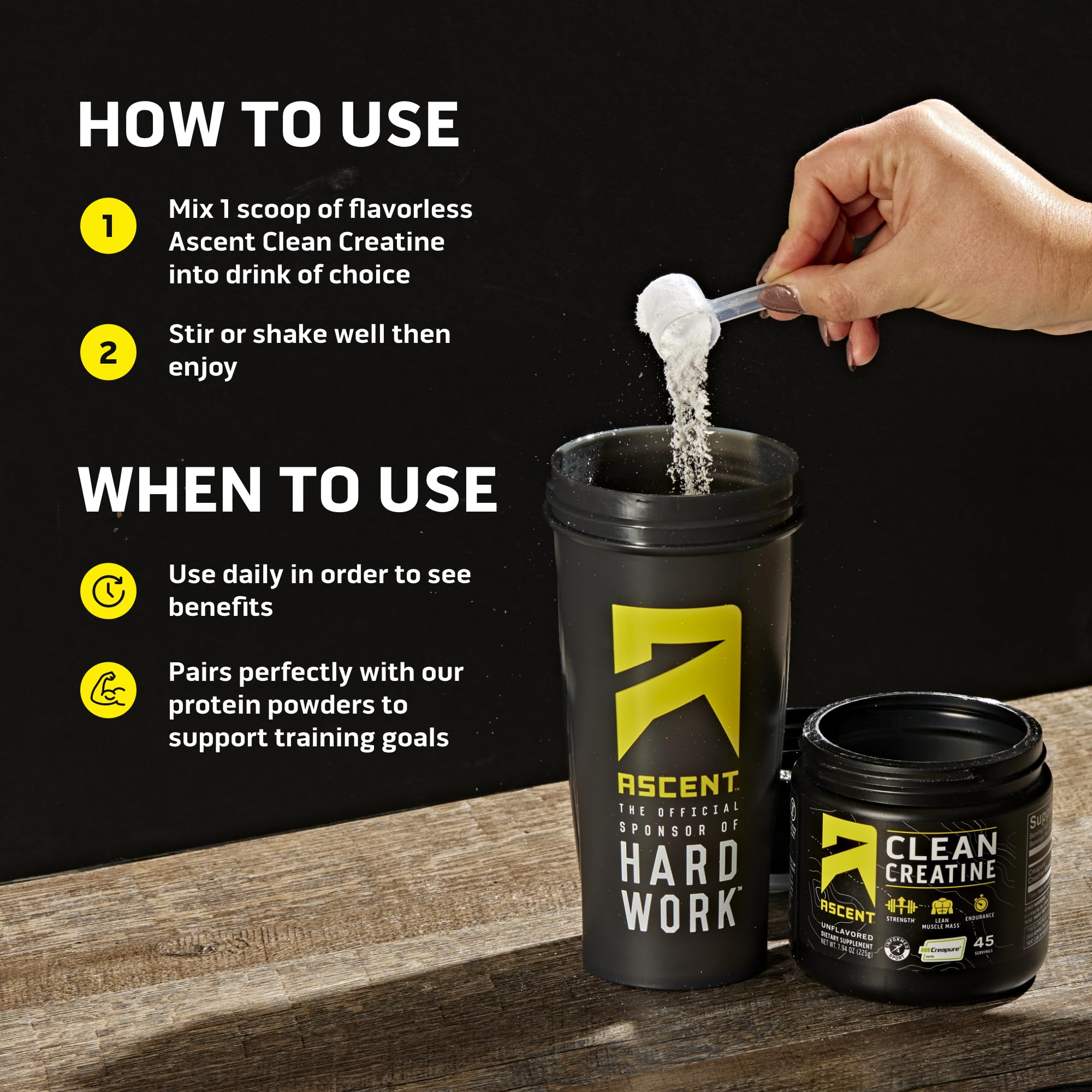 Ascent Clean Creatine Monohydrate Powder - 5G Per Serving, Creapure Supplement - Unflavored, 45 Servings Ascent buy supplements canada