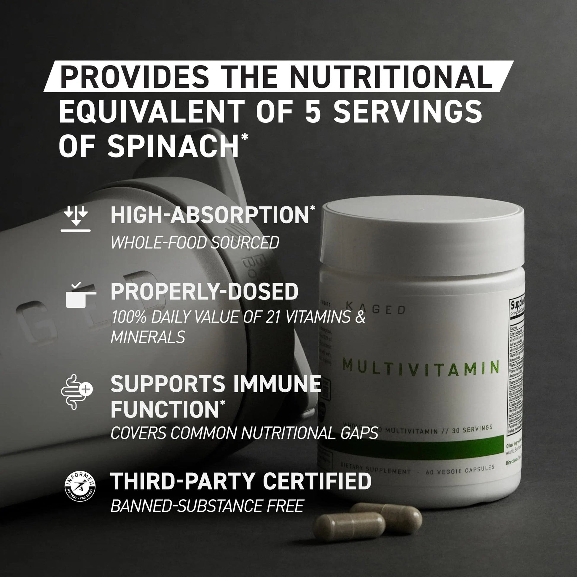 Kaged Multivitamin Capsules | Unflavored | Whole Foods Organic Fruits & Veggies | Plant Based Vegan Multivitamin Kaged buy supplements canada