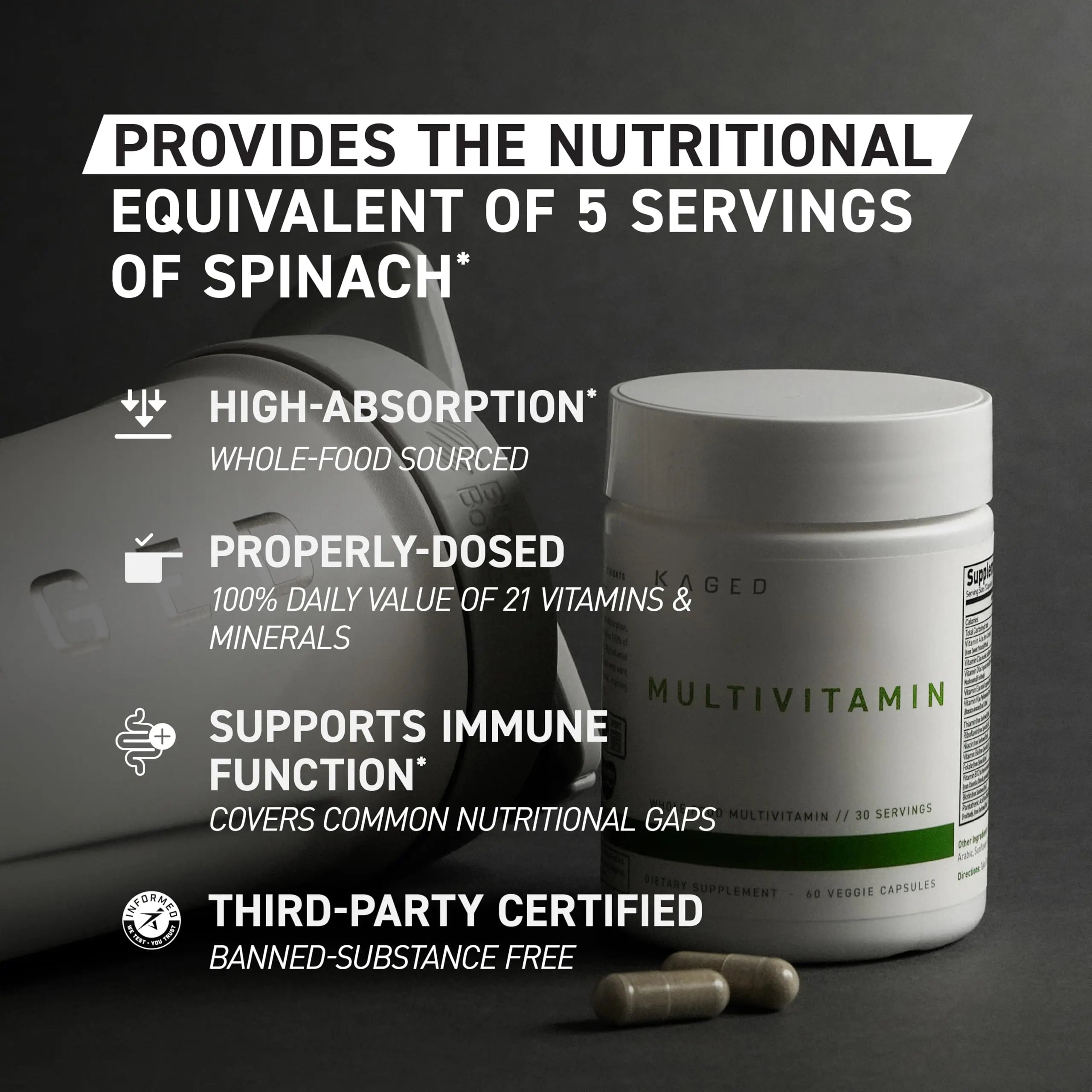 Kaged Multivitamin Capsules | Unflavored | Whole Foods Organic Fruits & Veggies | Plant Based Vegan Multivitamin Kaged buy supplements canada