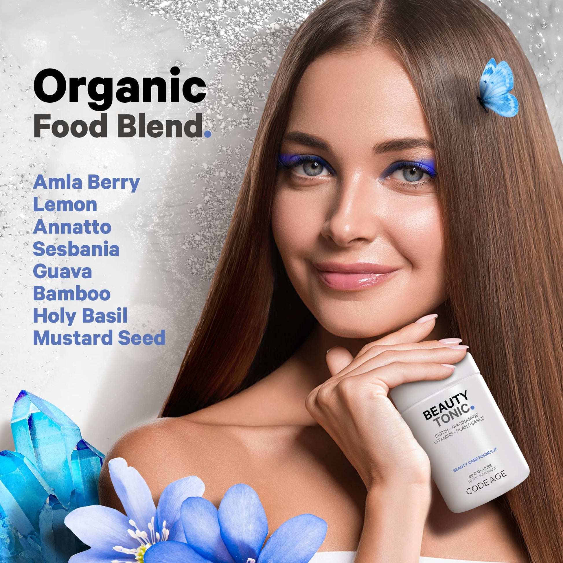 Codeage Biotin Supplement with Vitamin C, Vitamin E, Vitamin B6, Niacin, Folate, Organic Food Blend, Phytoceramides, Astaxanthin, Selenium - Beauty Tonic - Hair, Skin, and Nail Support - Vegan, 90 Ct Codeage buy supplements canada