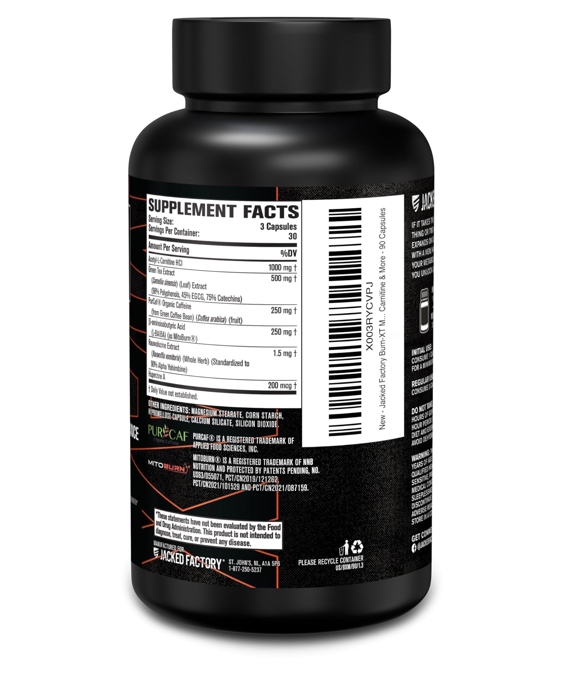 Jacked Factory Burn-XT Max - High-Performance Thermogenic Fat Burner & Appetite Suppressant for Weight Loss w/PurCaf Organic Caffeine, MitoBurn, Green Tea Jacked Factory buy supplements canada