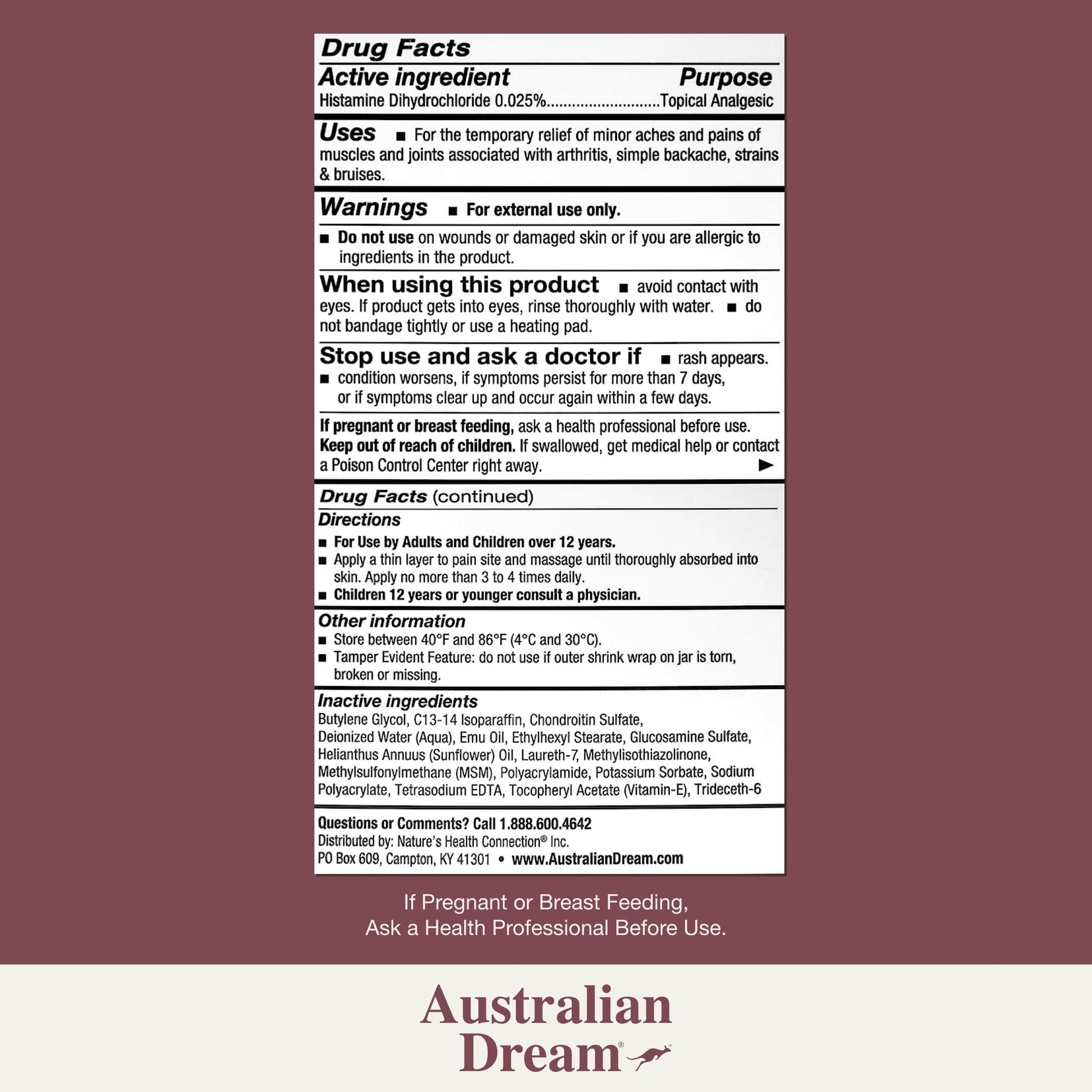 Australian Dream Arthritis Pain Relief Cream - Soothing & Non-Greasy - Powerful Topical Arthritis Pain Relief - Good for Muscle Aches or Joints - 2 oz Jar Australian Dream buy supplements canada