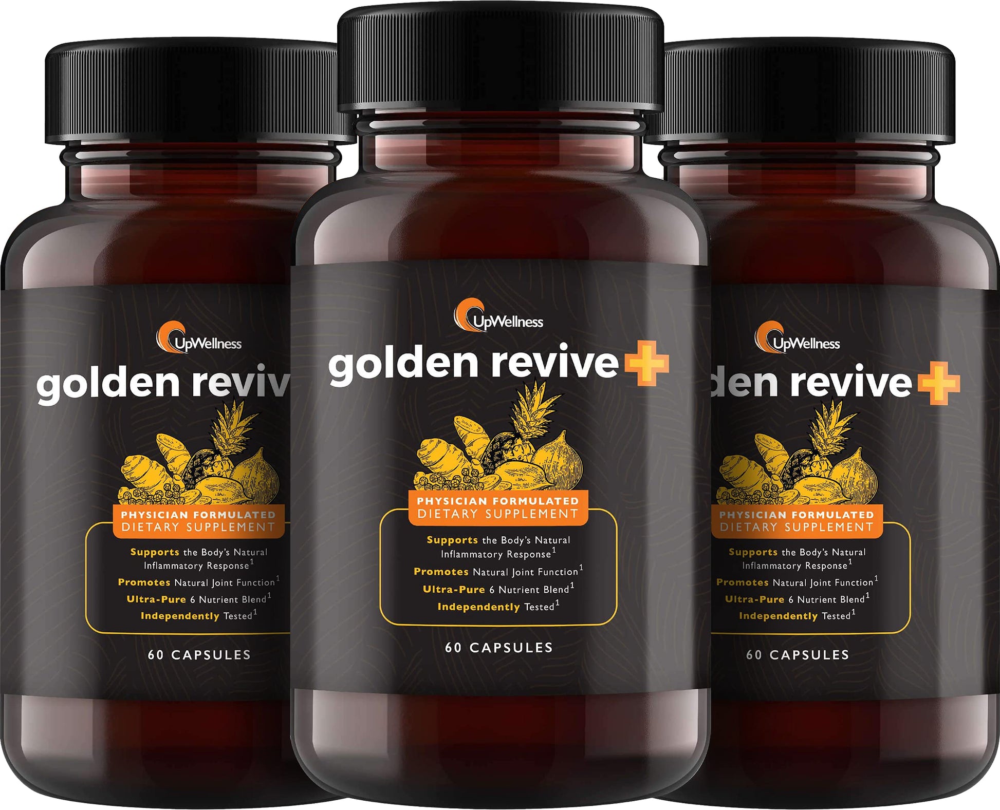 UpWellness Golden Revive + Joint Support Supplement Featuring Turmeric with Black Pepper, Quercetin, and Magnesium- Turmeric Boswellia Supplement - 6 Active Ingredients - 60 Capsules, 3 Pack UpWellness buy supplements canada