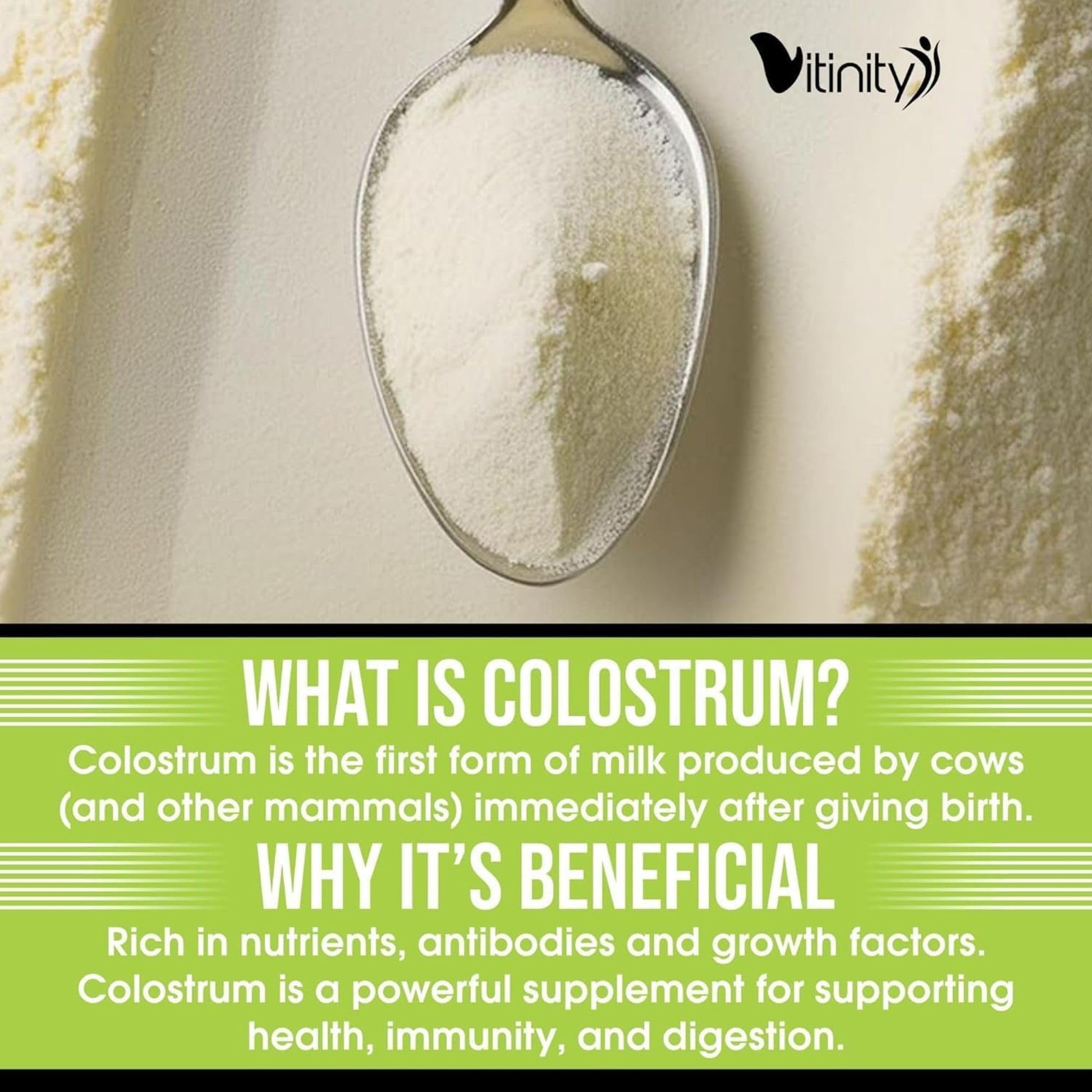 VITINITY Grass Fed Bovine Colostrum Powder for Humans 3000 mg - Natural IgG Colostrum Supplement Gut Health, Immune Support, Muscle Recovery, Wellness | Pure Colostrum Superfood,Unflavored 2 Pack VITINITY buy supplements canada