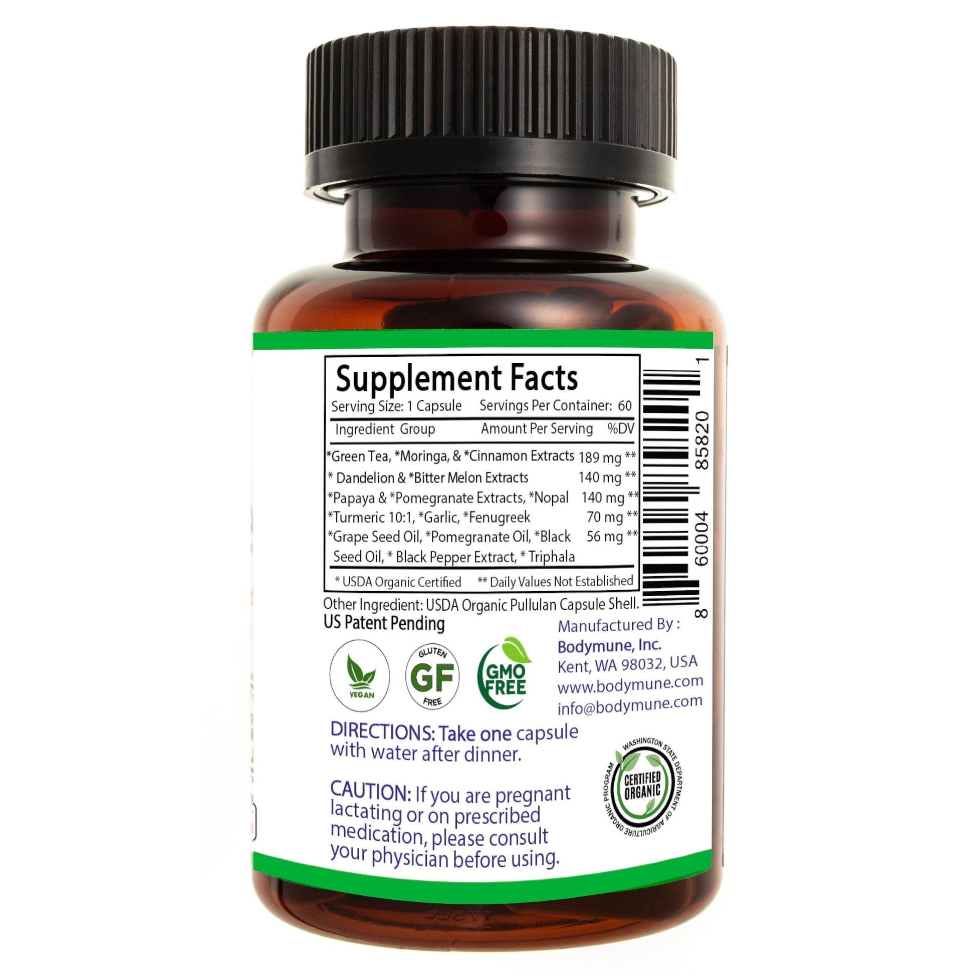 Bodymune Heart Health Blend Cholesterol Support – Organic Cardiovascular & Circulation Supplement – with Green Tea, Pomegranate & Black Seed Oil – 66 Capsules – USDA Organic, Vegan Bodymune buy supplements canada