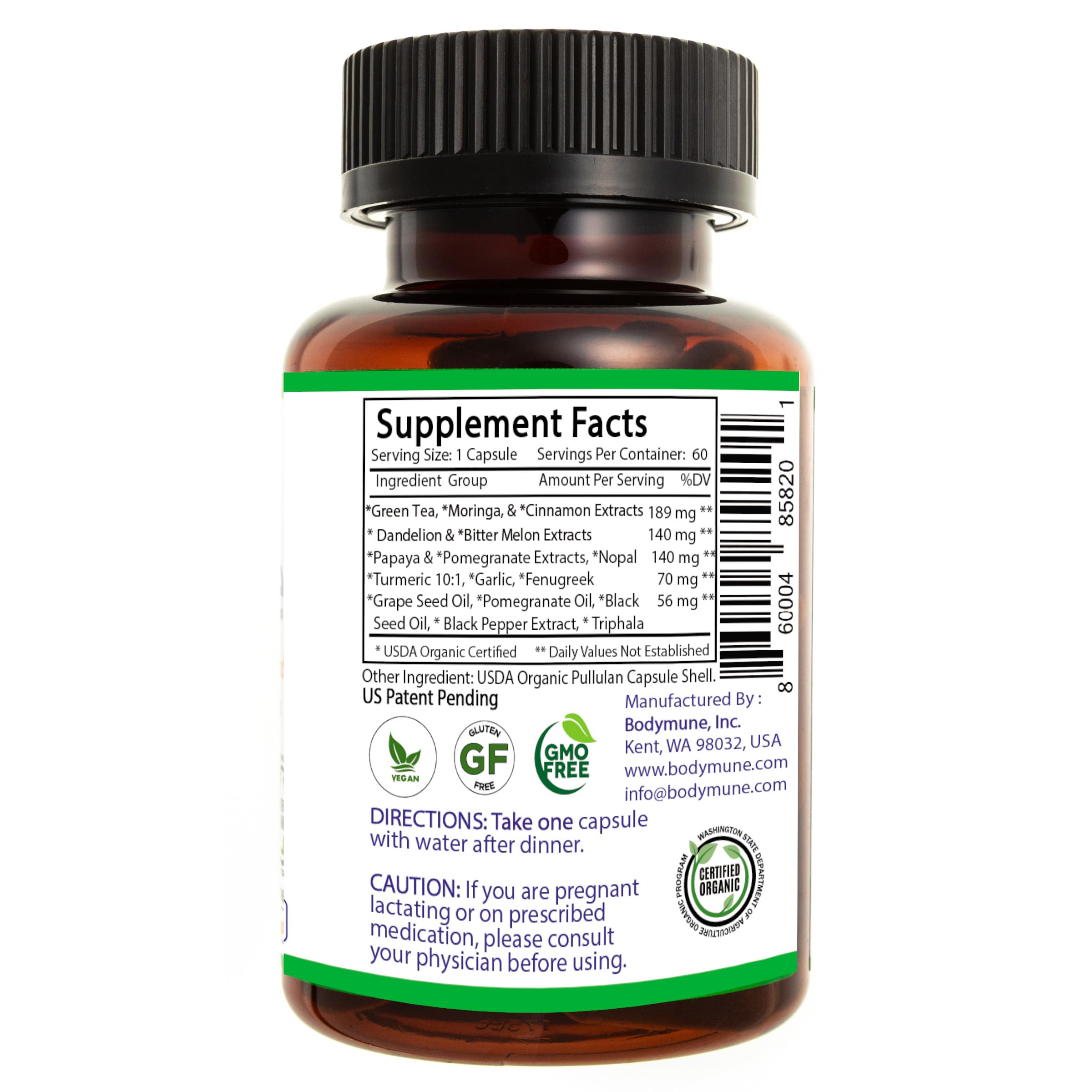 Bodymune Heart Health Blend Cholesterol Support – Organic Cardiovascular & Circulation Supplement – with Green Tea, Pomegranate & Black Seed Oil – 66 Capsules – USDA Organic, Vegan Bodymune buy supplements canada