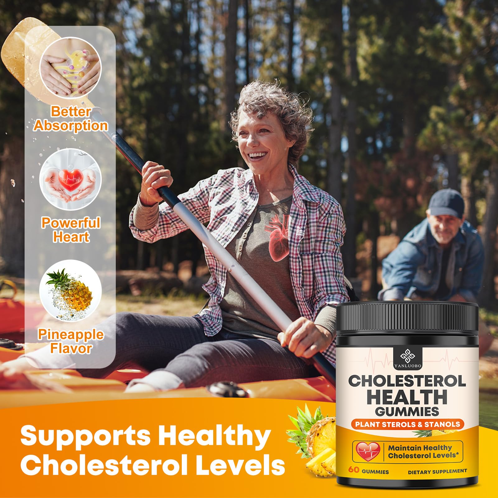 Cholesterol Supplements with 1200mg Plant Sterols & Stanols, Guggul, Bergamot, Red Yeast Rice, Cholesterol Complex Gummies Support Healthy Cholesterol Levels, Pineapple Flavor, 60 Counts YANLUOBO buy supplements canada