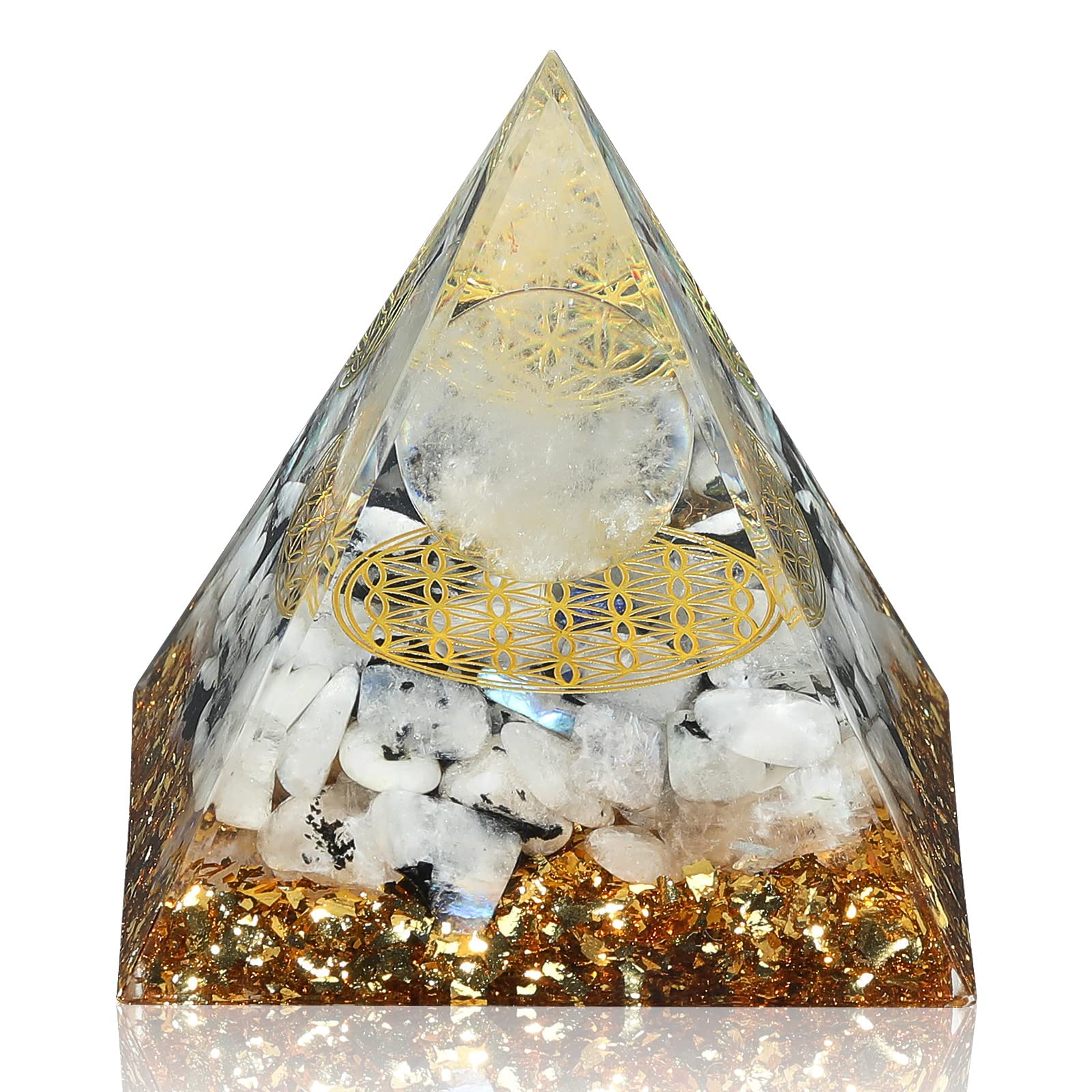 Hopeseed Orgone Pyramid for Positive Energy, Orgonite Rainbow Moonstone&White Crystal Hopeseed buy supplements canada