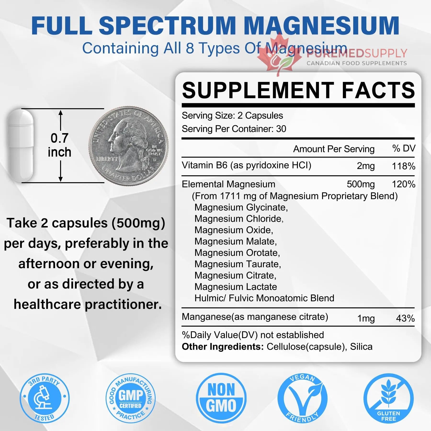 Magnesium Complex Supplement 8 Forms, 500mg Magnesium Glycinate, Malate, Citrate, High Absorption Mg for Calm, Sleep, Mood & Healthy Muscle, Pack of 2, Total 120 Vegan Capsules EnvyCure buy supplements canada
