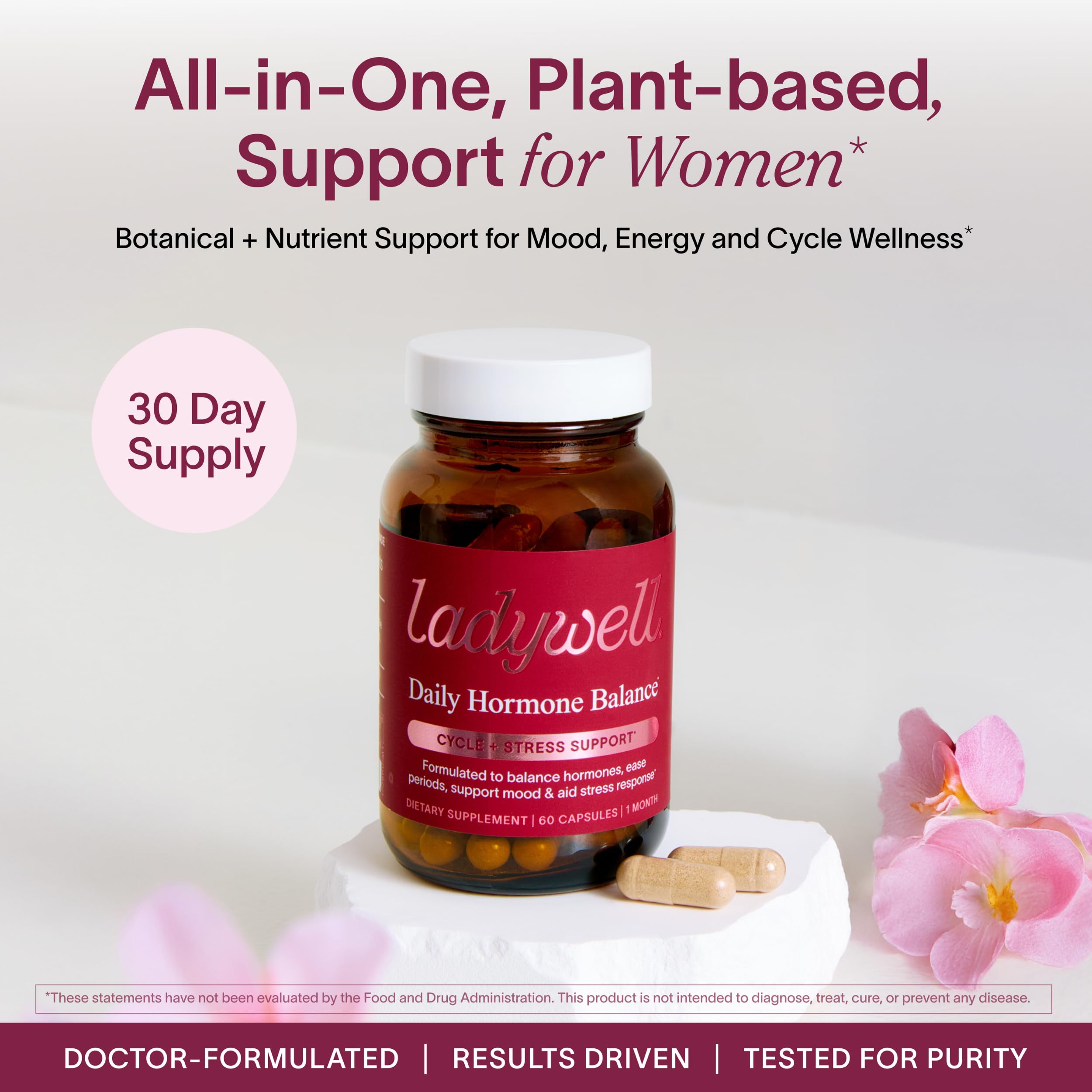 Ladywell Daily Hormone Balance Capsules | Natural Cycle Support for Women | Supports Mood, Bloating, Cramps, Skin Health & Cravings | with Chasteberry, B Vitamins, Ashwagandha, Saffron & More | 60 Ct Ladywell buy supplements canada