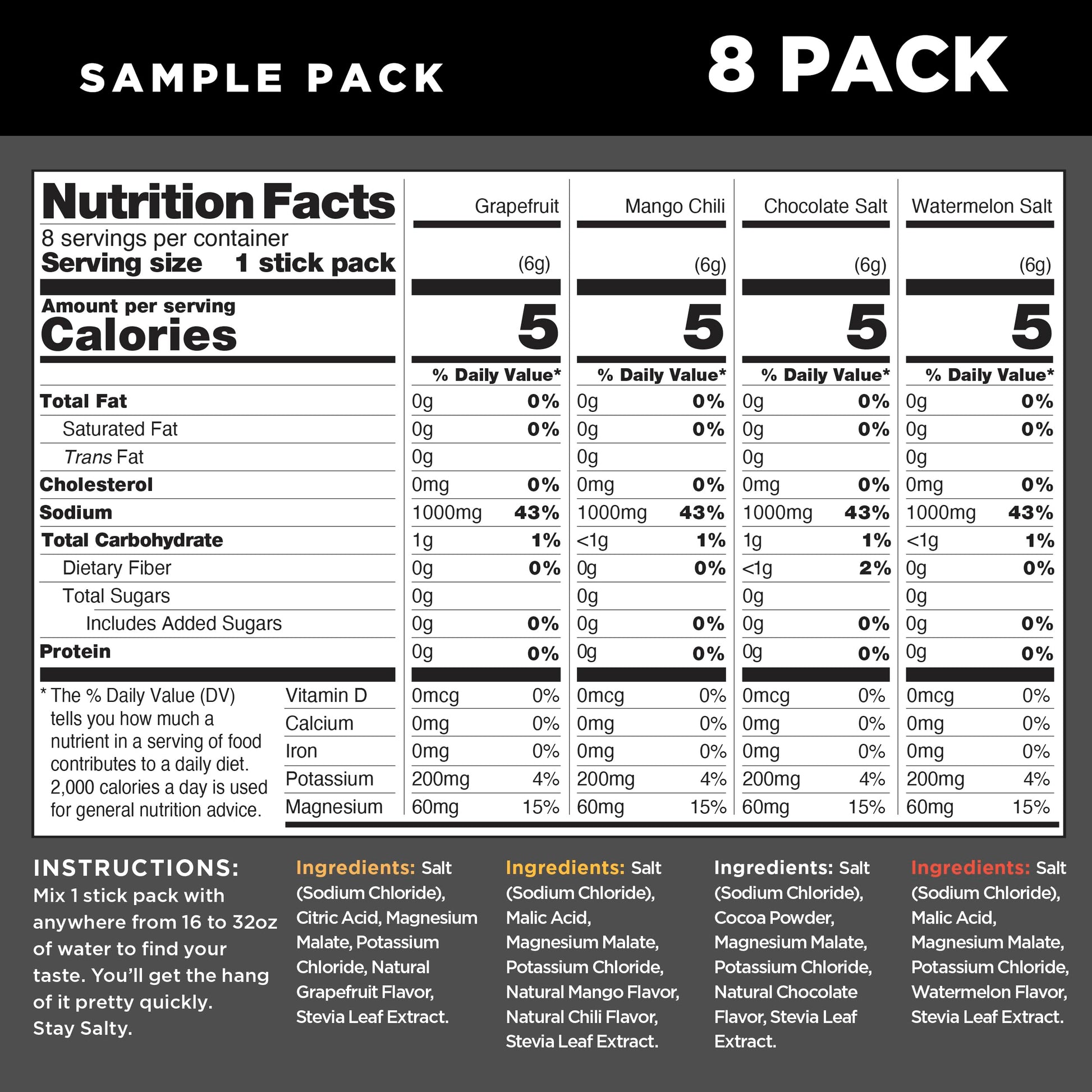LMNT Zero Sugar Electrolytes - Sample Pack | Drink Mix | 8-Count Drink LMNT buy supplements canada