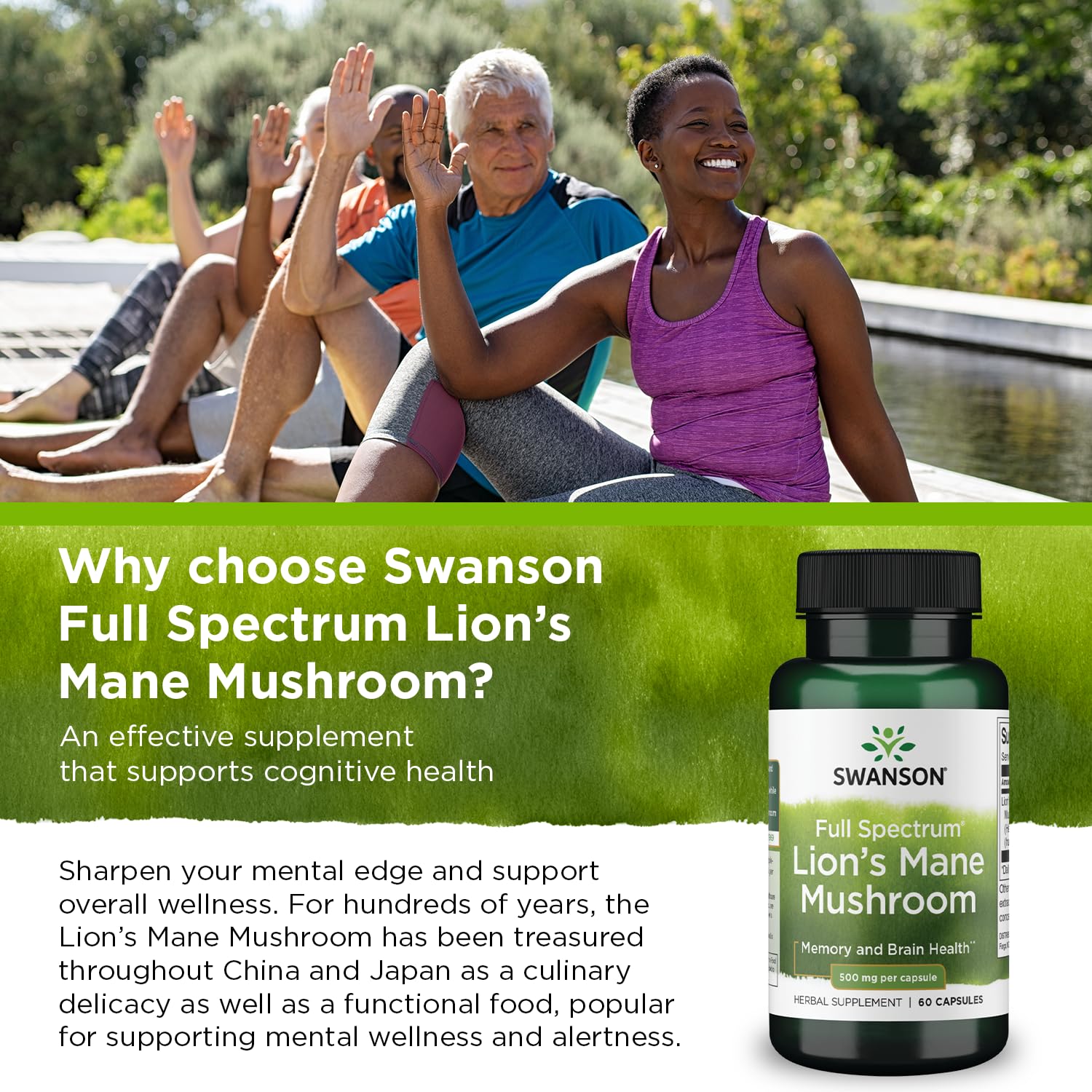 Swanson Lion's Mane Mushroom Capsules - 500 mg Each, 60 Capsules Swanson buy supplements canada