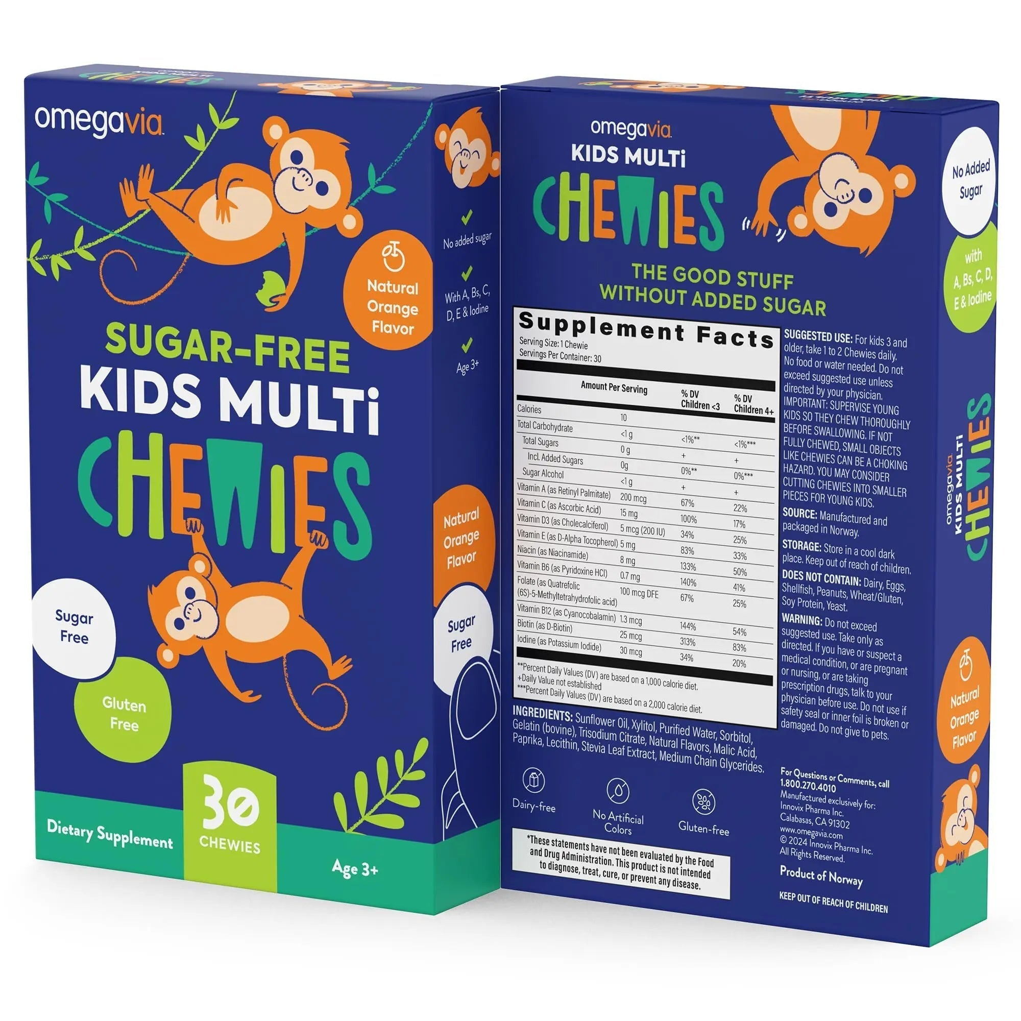 OmegaVia Sugar Free Kids Multivitamin Chewies - Daily Chewable Gummy Vitamins for Kids 3+ OmegaVia buy supplements canada