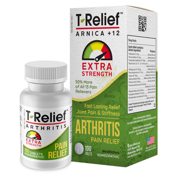 T-Relief Extra Strength Arthritis Pain Reliever Arnica +12 Natural Medicines for Joint Soreness Stiffness Aches, Quick Dissolving Pain Relief for Women & Men - 100 Tablets MediNatura buy supplements canada