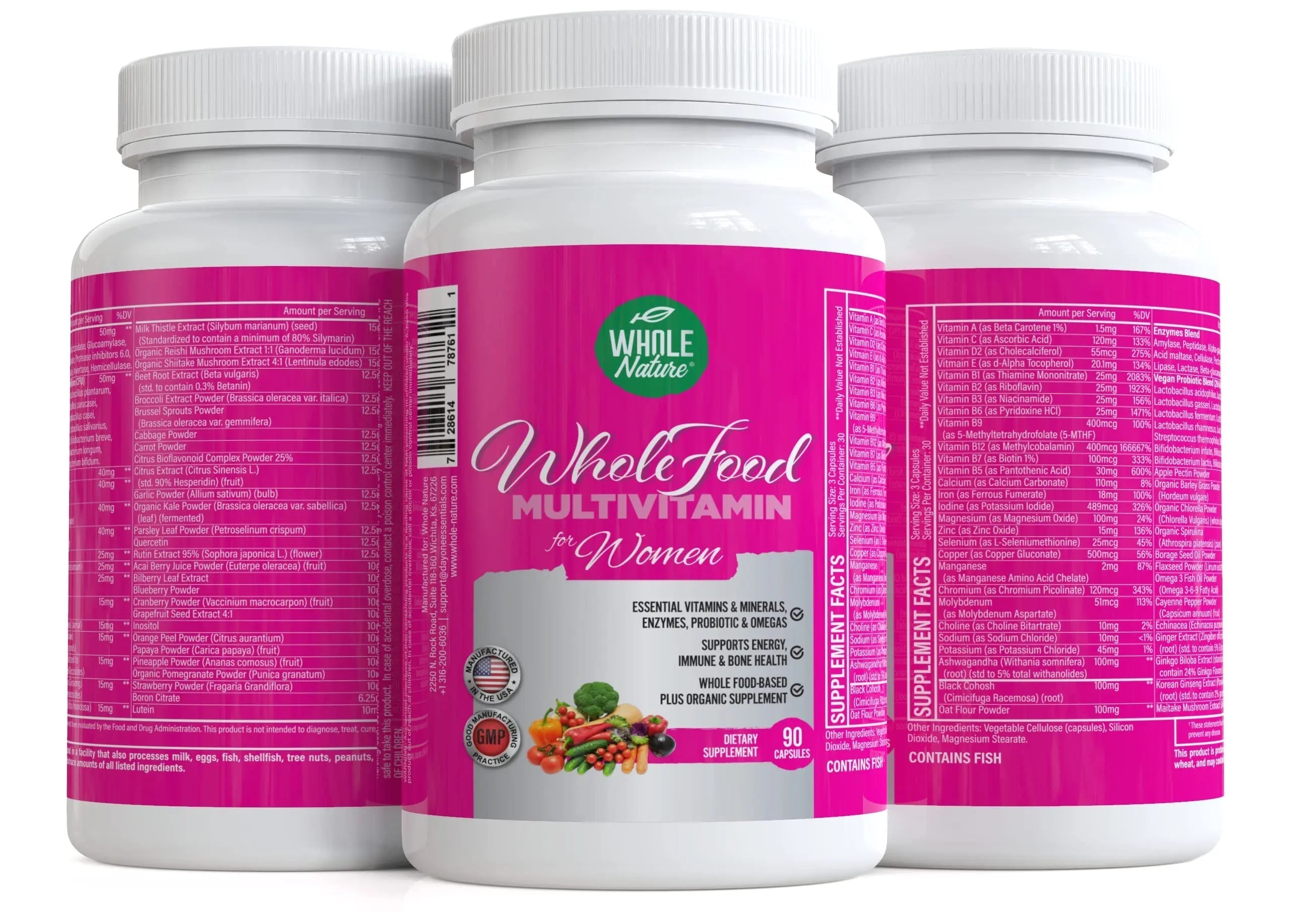 Whole Nature Whole Food Multivitamin for Women Womens Multi Vitamin with Folate, B12 Methyl, Vitamins, Minerals, Probiotics and Omegas Whole Nature buy supplements canada