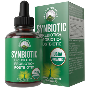 Organic Synbiotic = Prebiotics + Probiotics + Postbiotics 3-in-1 Supplement for Women, Men, & Kids. Pre, Pro, & Post Biotics Liquid Drops for Gut + Microbiome Balance. Made in USA, Vegan, Zero Sugar Peak Performance buy supplements canada