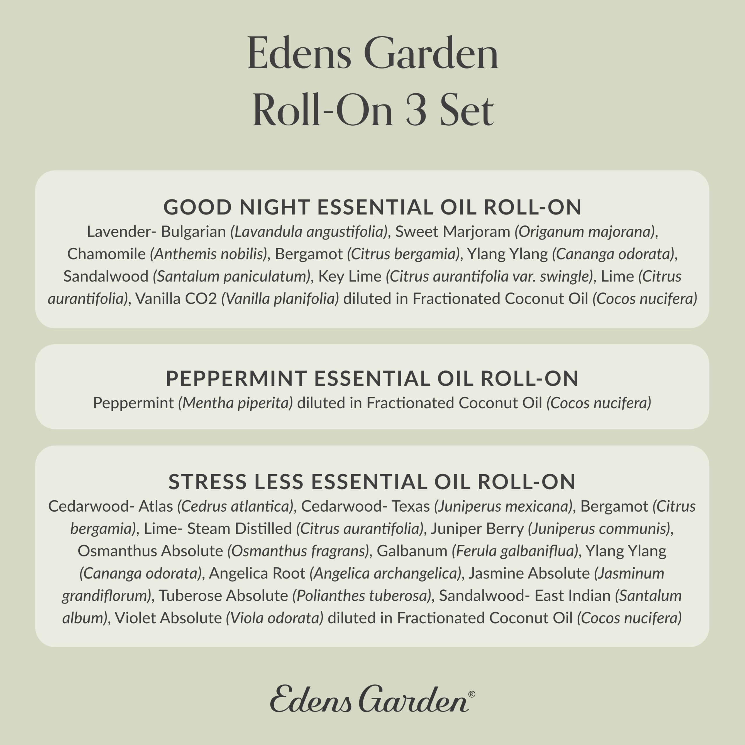 Edens Garden Essential Oil Roll-On Set (Good Night, Peppermint, Stress Less)- Aromatherapy Roller Edens Garden buy supplements canada