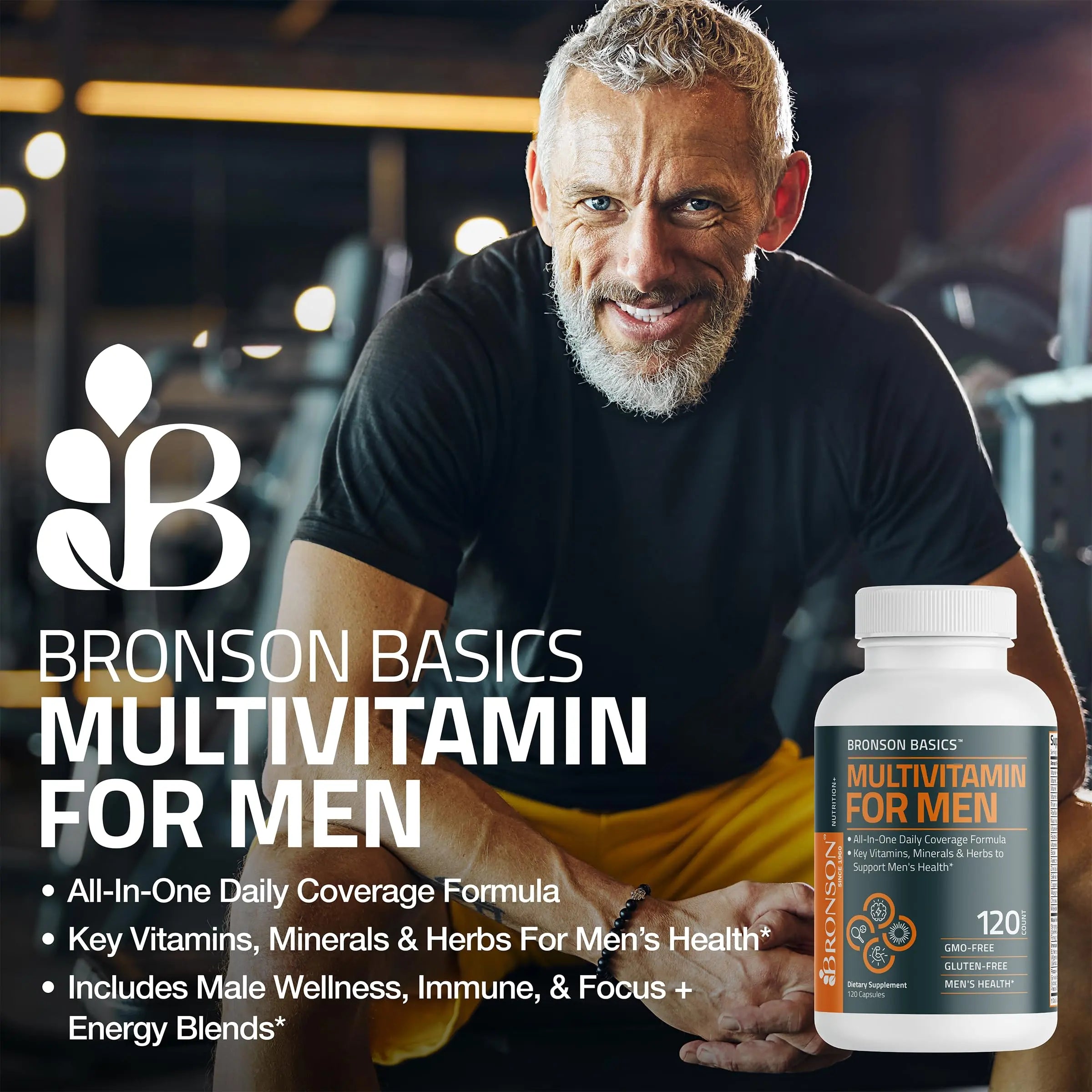 Bronson Multivitamin for Men All-in-One Daily Coverage Formula Key Vitamins, Minerals & Herbs to Support Men's Health, 120 Capsules Bronson buy supplements canada
